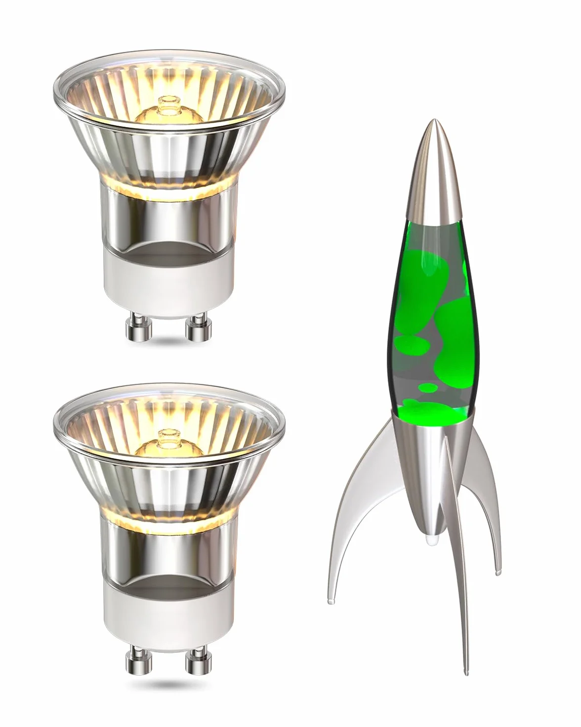 Lavalamp MR11 GU10 28W Ampoule Lot de 2, Mini GU10 180lm Variateur, Blanc Chaud 2800K