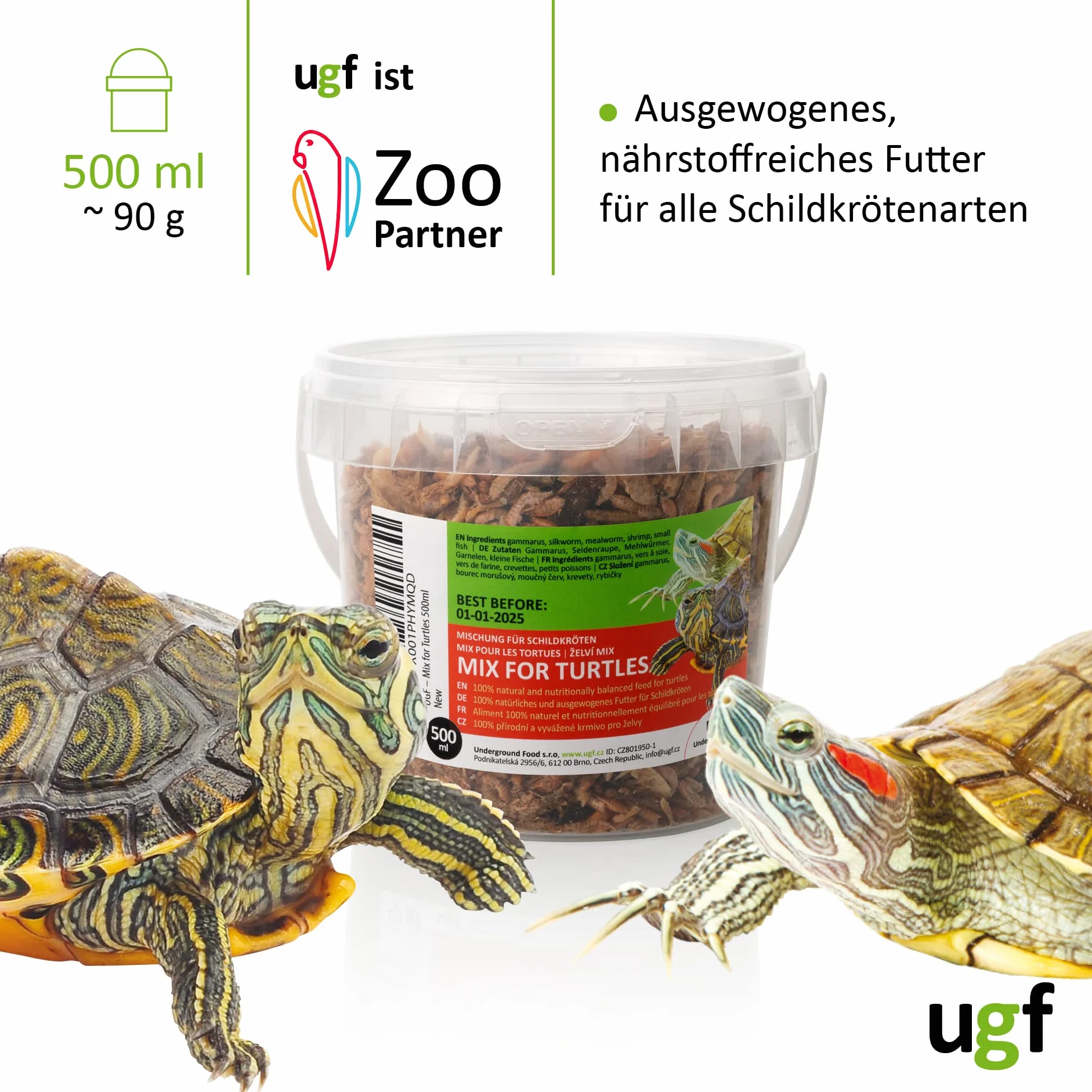 UGF Mélange Alimentaire Universel pour Tortues 90 g Pot 500 ML