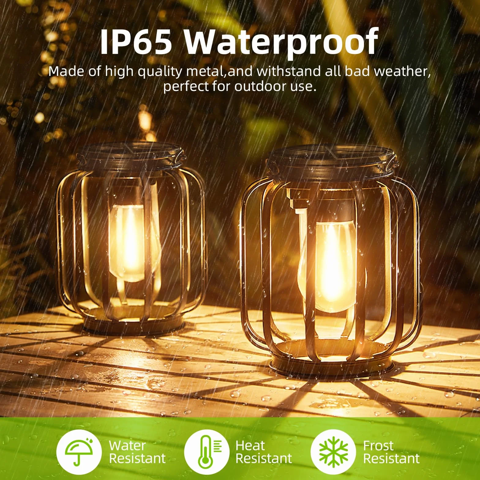 BUCASA Lampe Solaire Exterieur Jardin Suspendue 2 Pièces Lanterne Solaire IP65 Étanche Métal LED