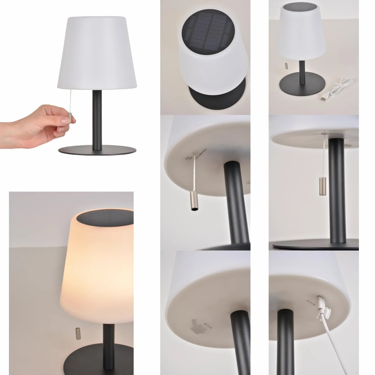 Corep YUMA Little Garden Lampe plastique noir LED RGB solaire 2 intensités H26cm