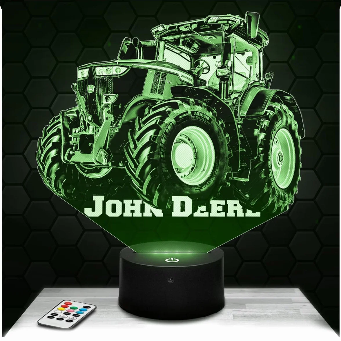 Lampe 3D J. Deere Tracteur Agricole Led Veilleuse Tactile Effet Hologramme 3D