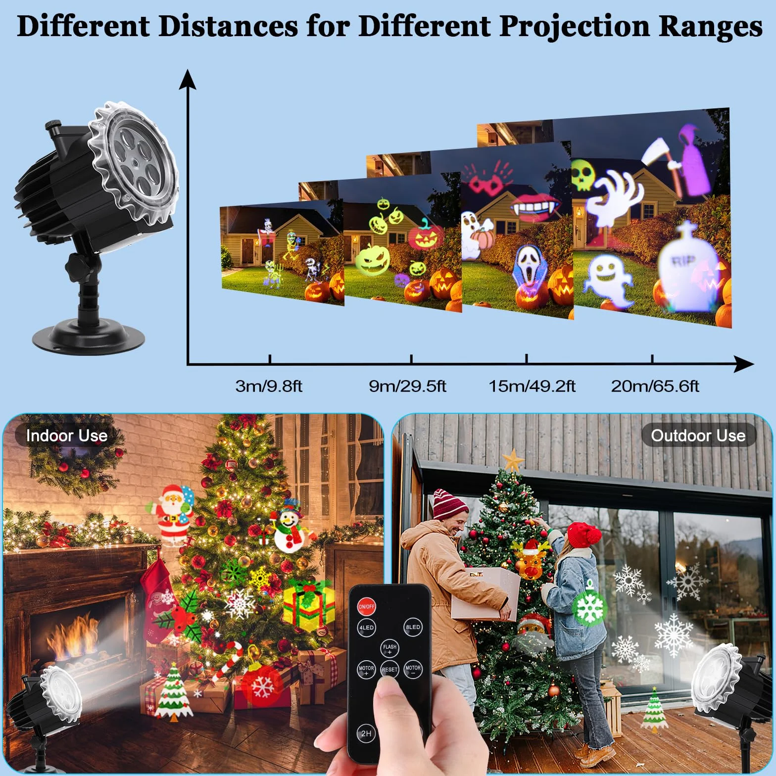 VIFLYKOO Projecteur Noël Extérieur LED IP65 12 Films 96 Motifs Télécommande