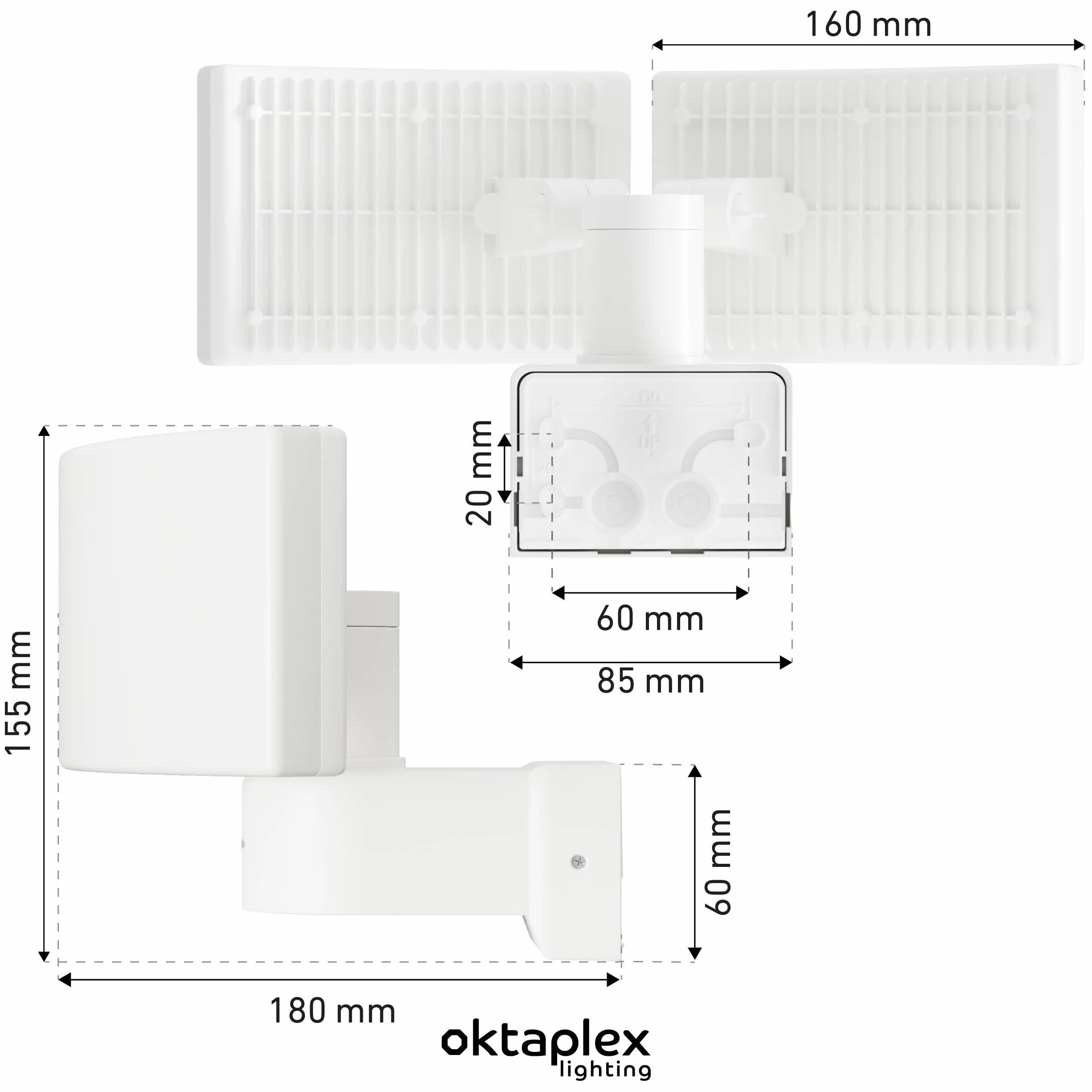 Oktaplex Cali Dos lampe d'extérieur orientable pivotante 3000K blanc chaud 40W IP65 LED 230V