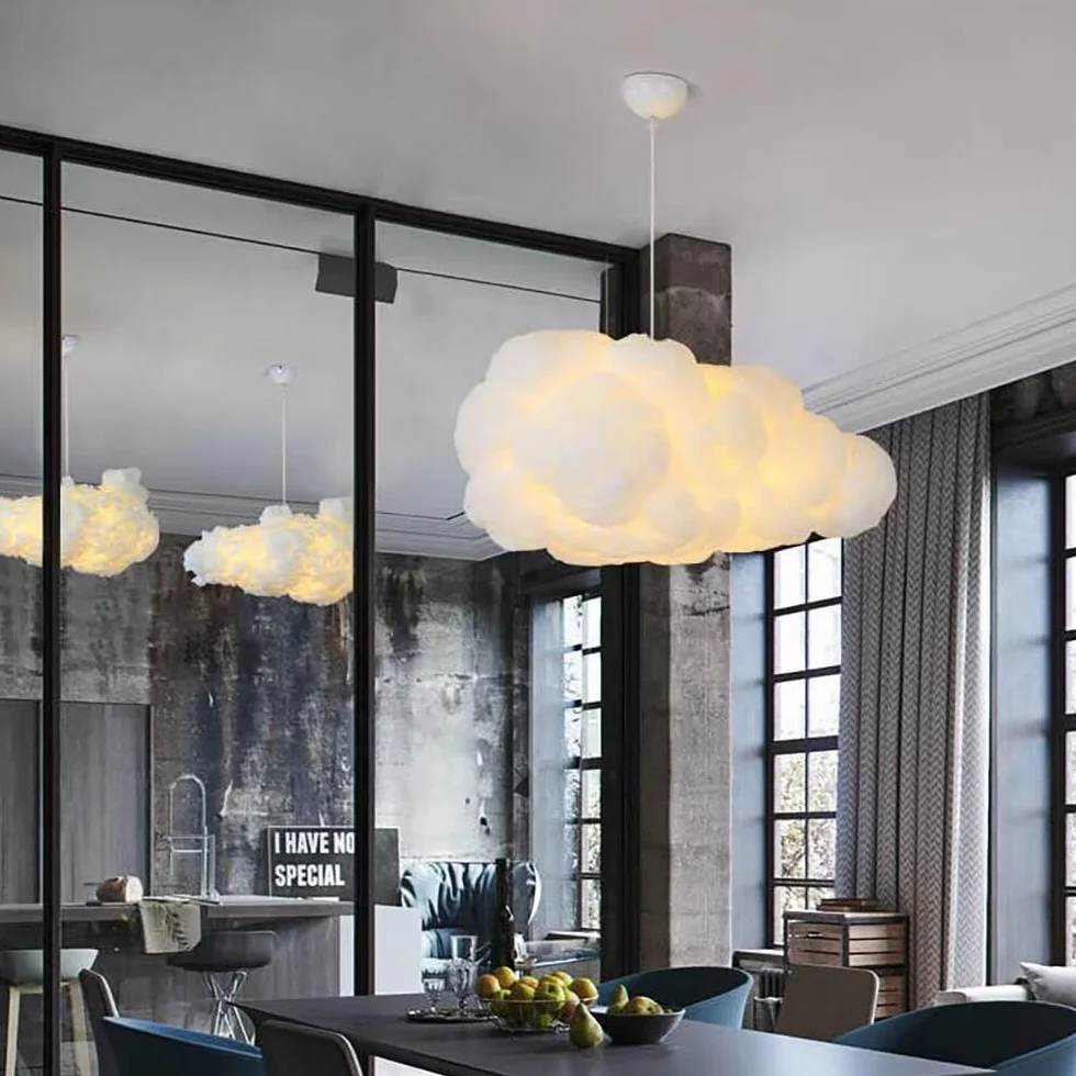 Creative Coton Flottant Plafonnier Décoratif Simulation Nuage Pendentif Lumière