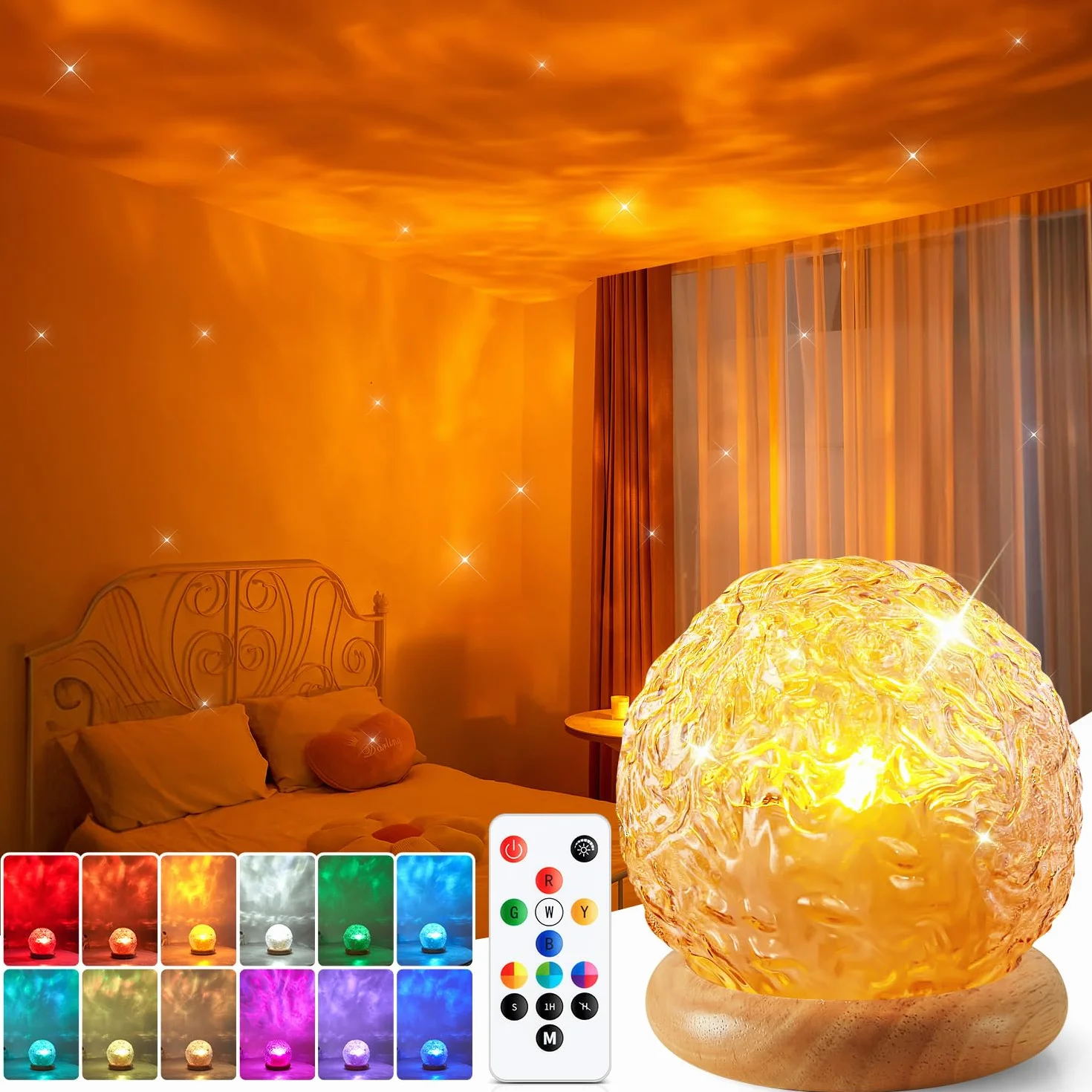 Projecteur Ciel Étoile 216 Effets Lumineux 3-en-1 Aurore Boréale Coucher de Soleil Onde Océan Télécommande USB