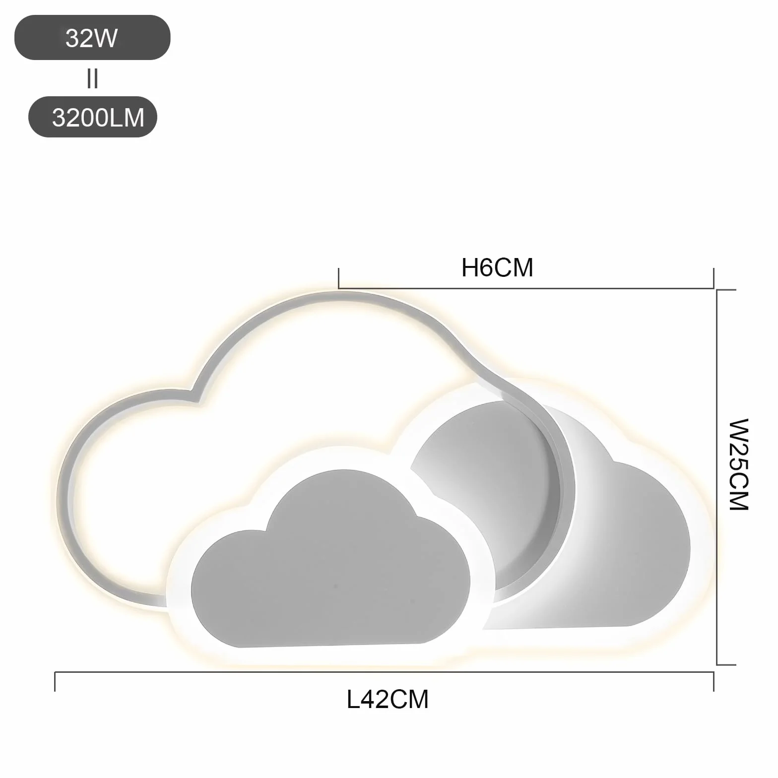 Plafonnier LED Dimmable 32W 42cm avec Télécommande pour Chambre Enfant Salon Blanc