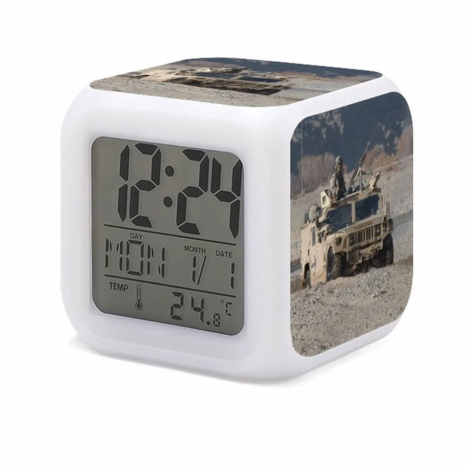 Réveil Enfant Numérique Veilleuse 7 Couleurs Changeantes Wake Up Light avec Date Calendrier Température A16
