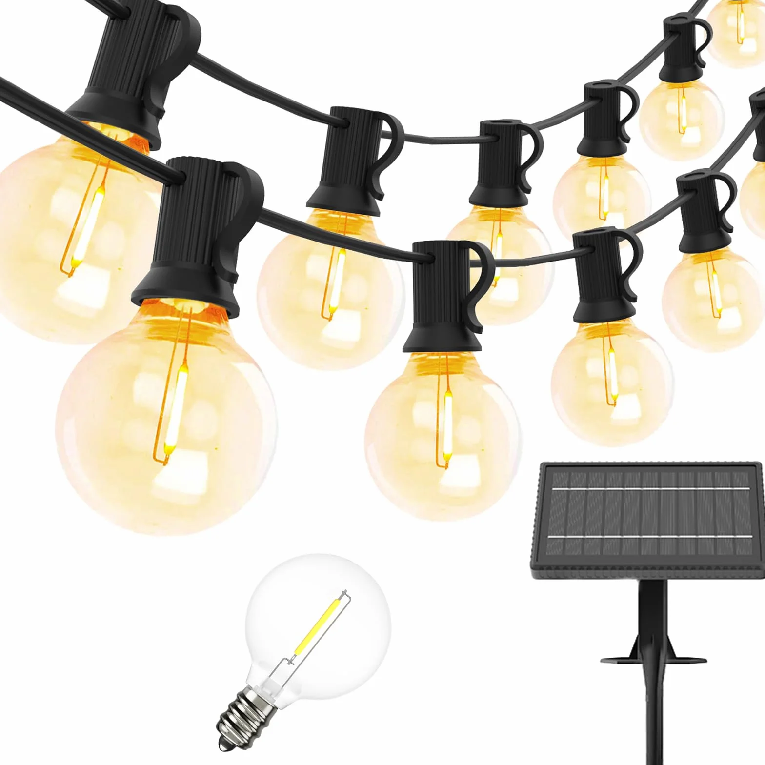 Guirlande lumineuse solaire d'extérieur 15 m IP45 2700 K Blanc chaud