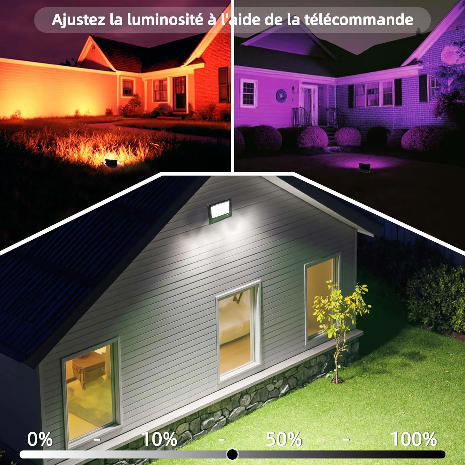 Projecteur LED HEKEE 500W RGBW 120 Couleurs 5500 Lumens IP66 Étanche