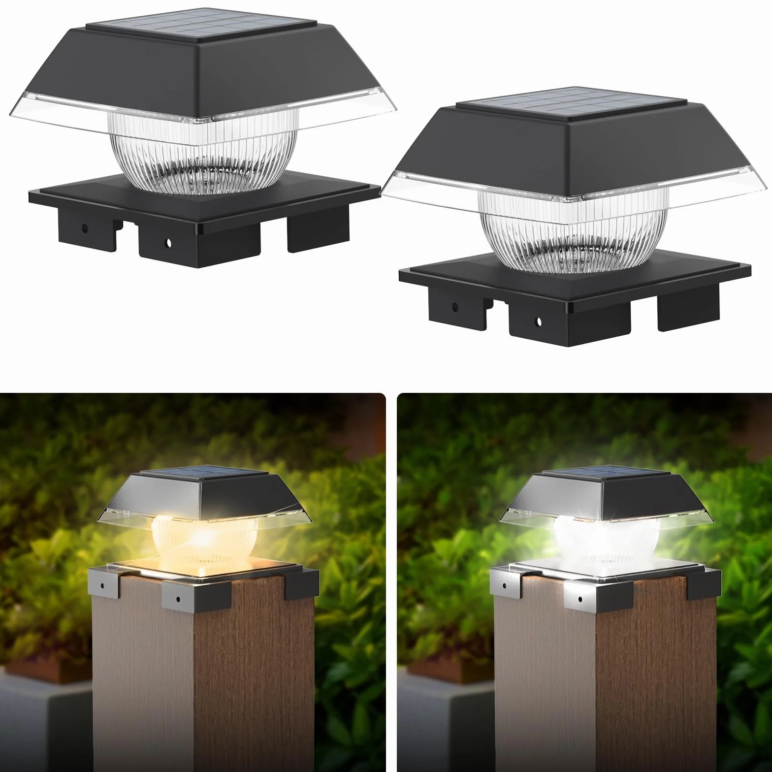 Capuchons solaires LED pour poteaux de clôture 9x9 à 14x14, blanc chaud et froid, IP65