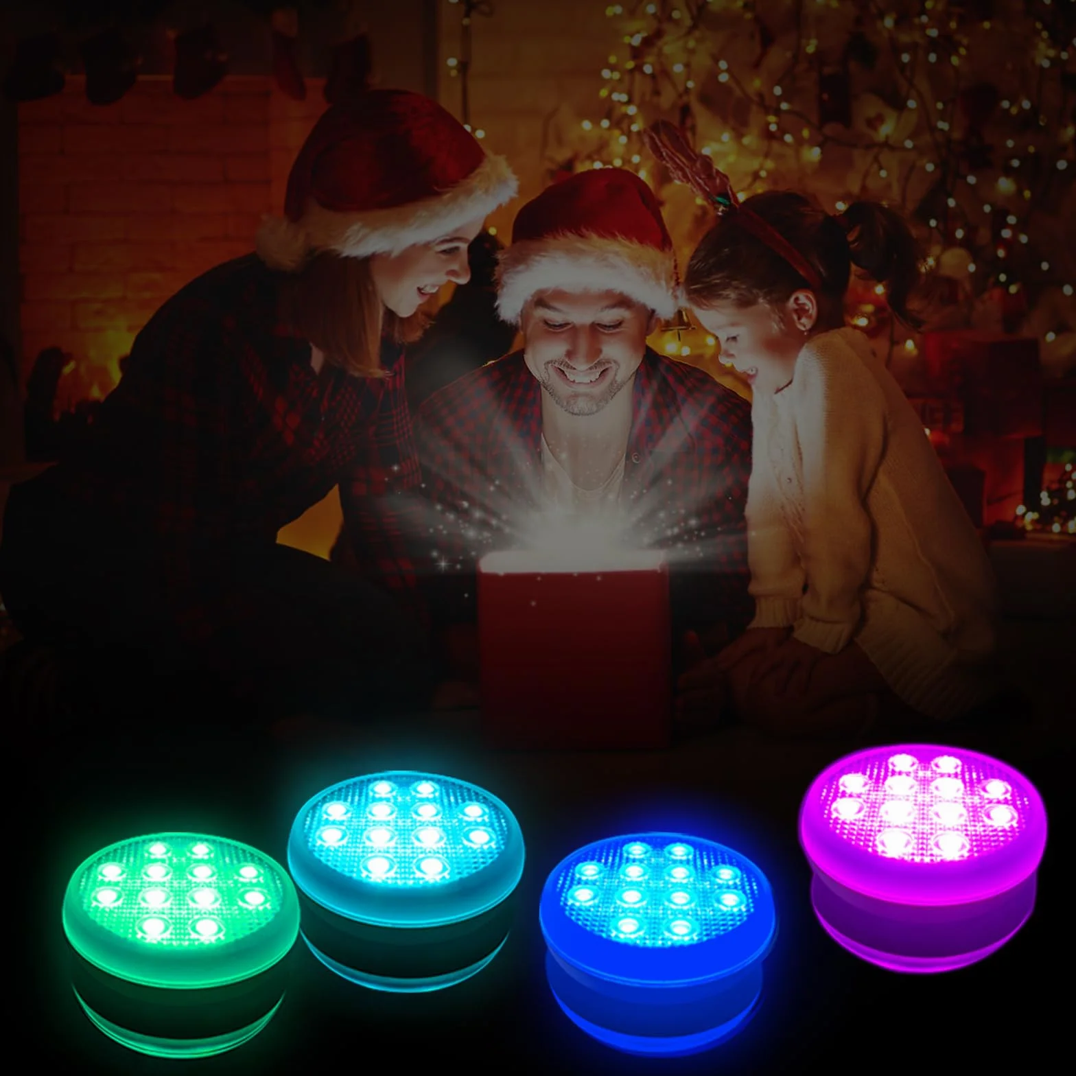 TEPENAR Lot de 4 lampes de piscine submersibles rechargeables USB-C avec télécommande 16 couleurs étanches aimant