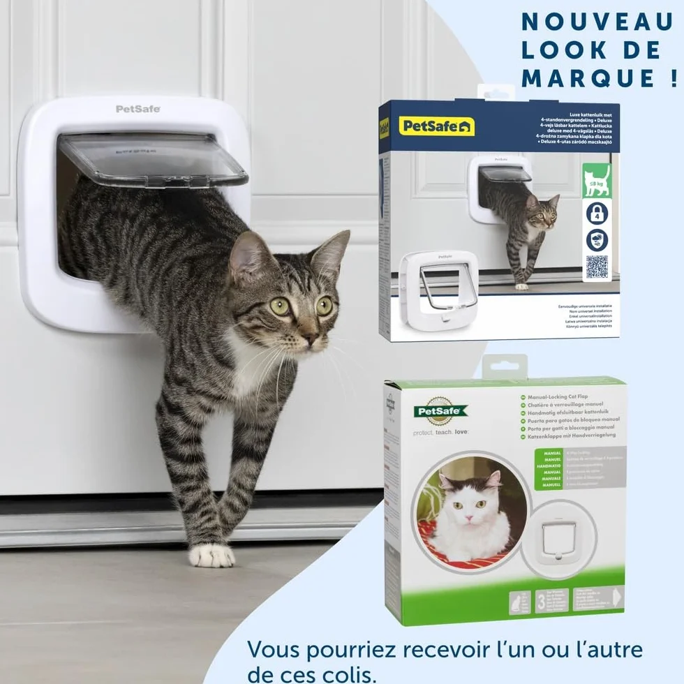 PetSafe Chatière Manuelle 4 Options Fermeture Blanc
