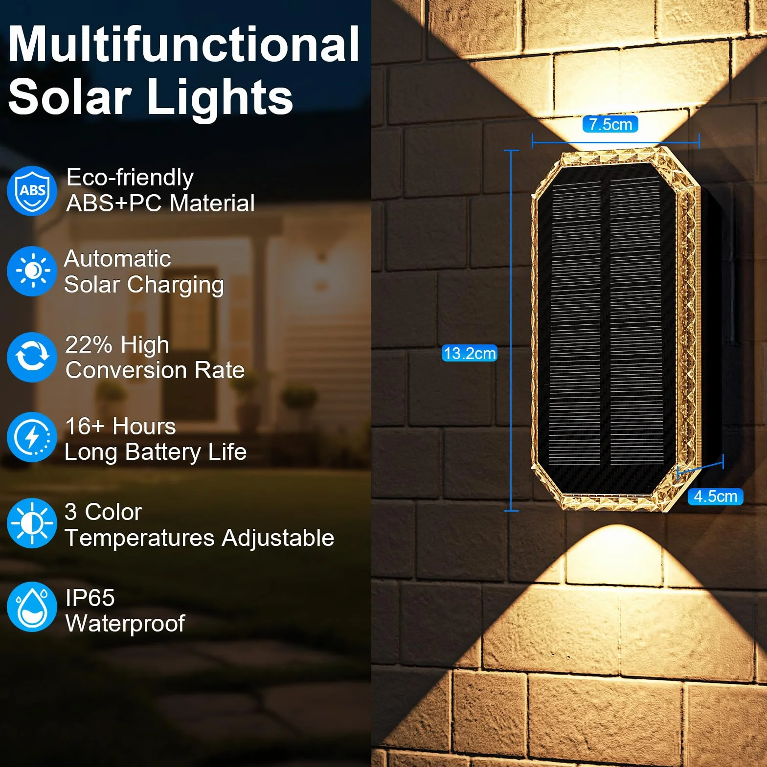 Lampe Solaire Exterieur IP65 1200mAh 3 Températures de Couleur Lot de 4