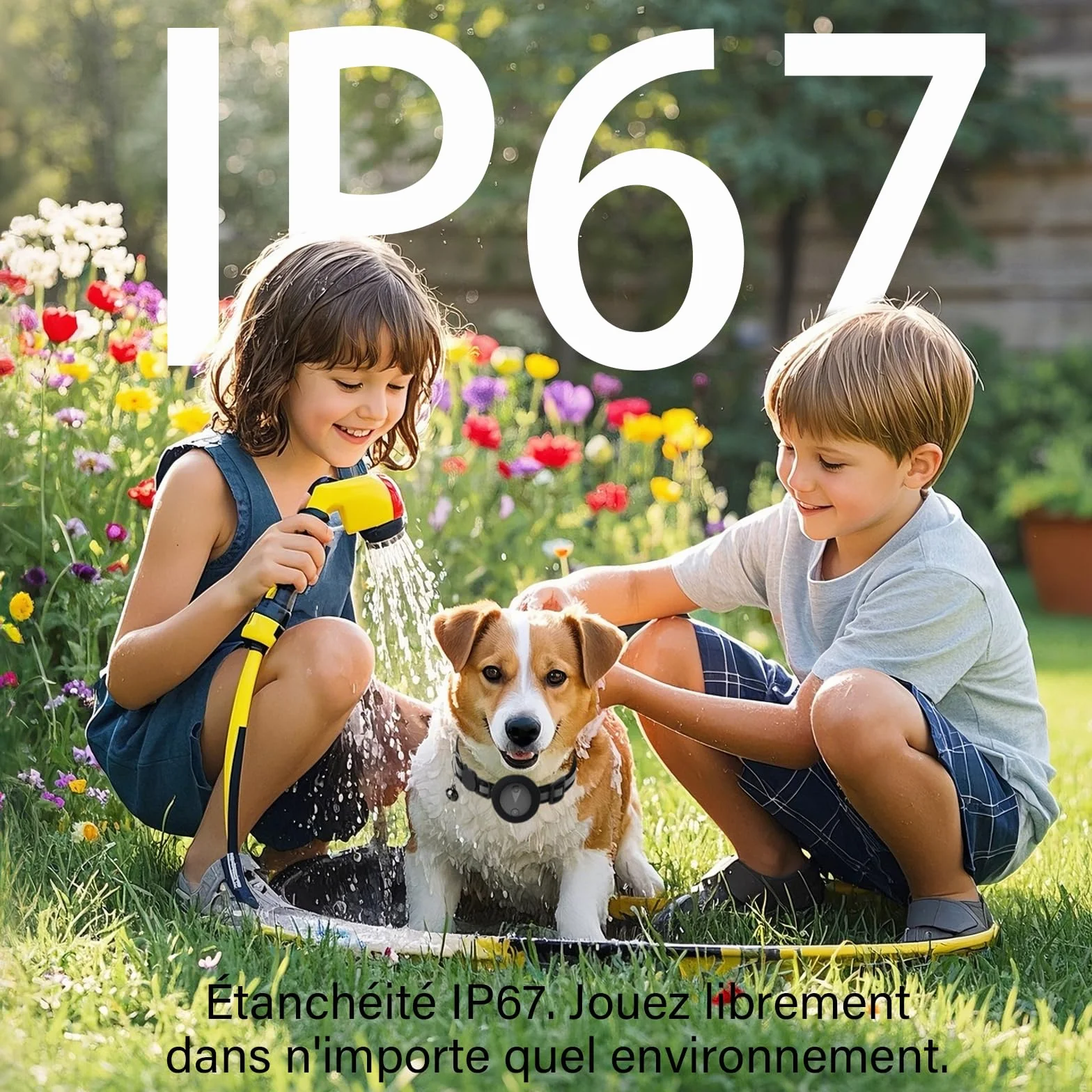 Collier GPS Chien Suivi Temps Réel Étanche IP67 Noir Mat Compatible iOS Android Enregistrement Trajets 7 Jours