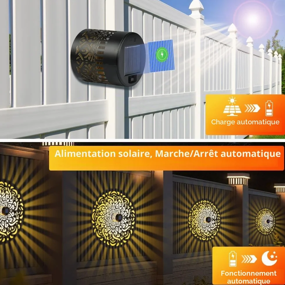 Lanterne Solaire Exterieur Jardin 2PCS Métal IP65 Étanche Décorative Balcon Terrasse Jaune Chaud