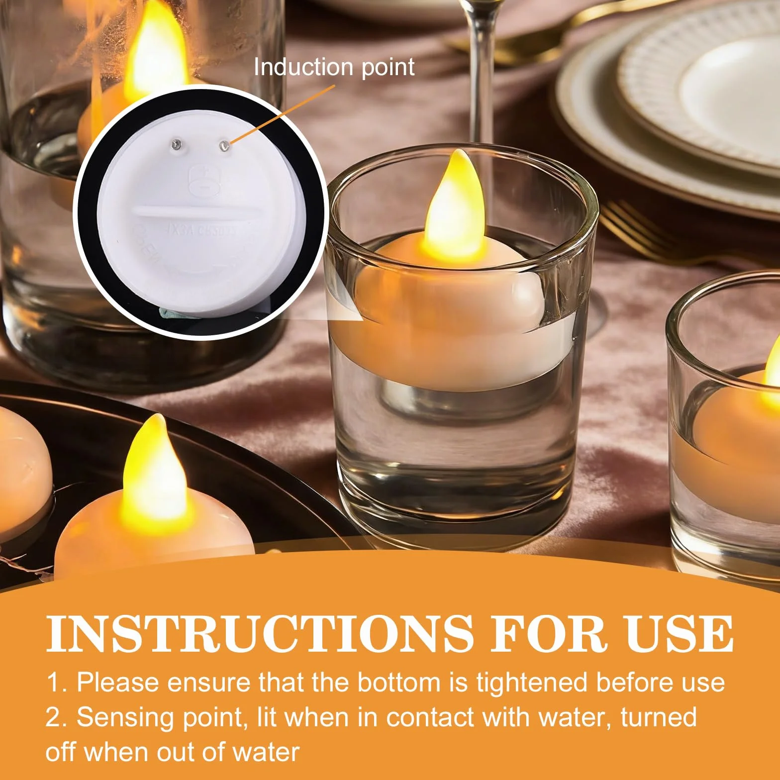 Bougies LED Flottantes Chauffe-Plat 36 pièces Blanc Chaud Sans Flamme