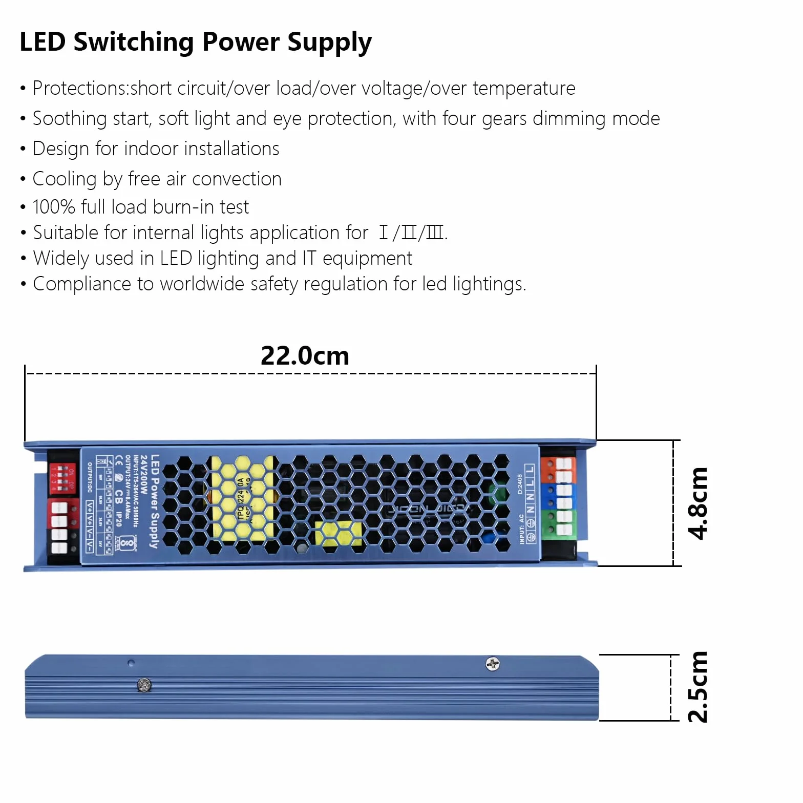 BENLUN Transformateur LED 24 V 200 W AC 220 V vers DC 24 V IP20