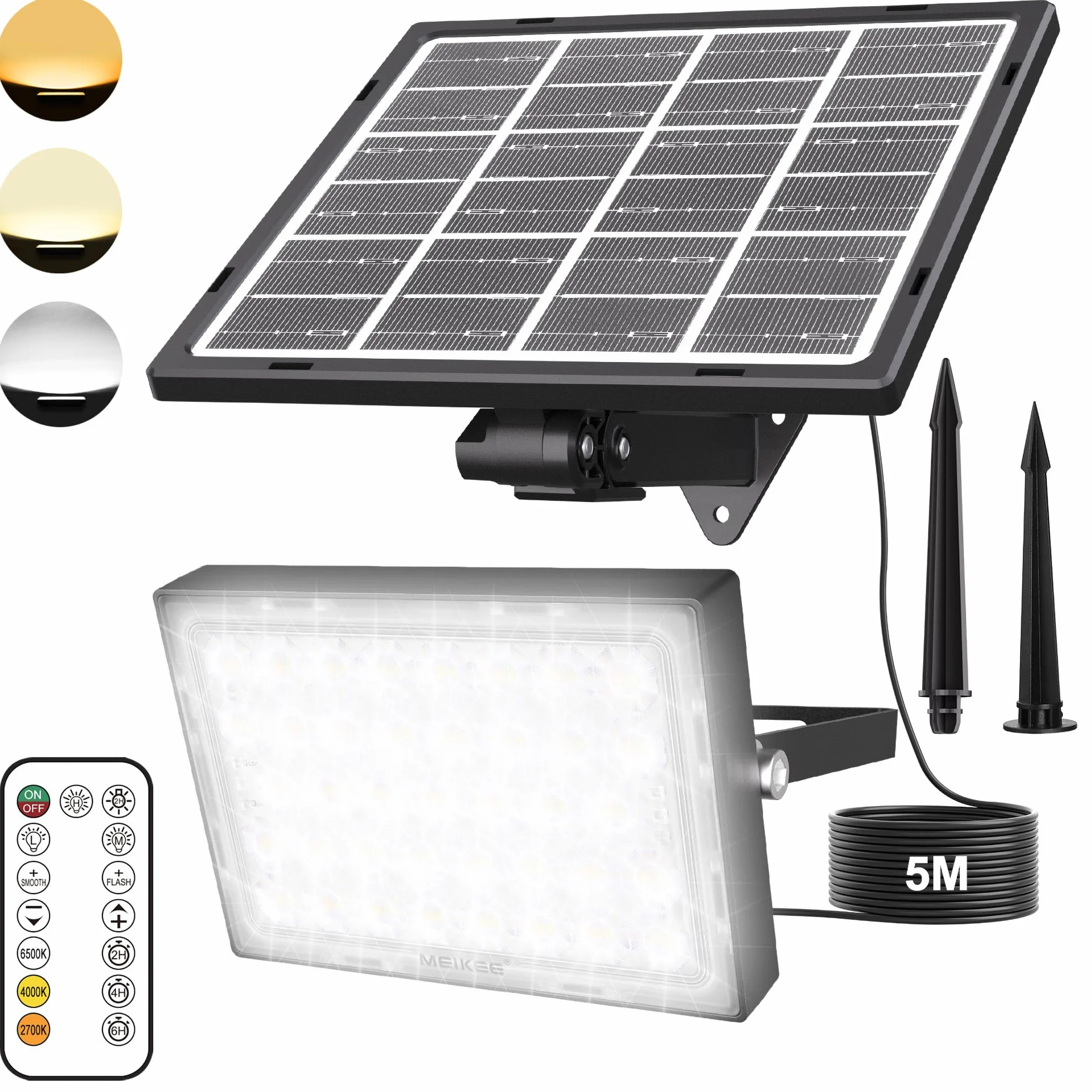 MEIKEE Projecteur Solaire LED Extérieur 400LM IP66 3 Modes