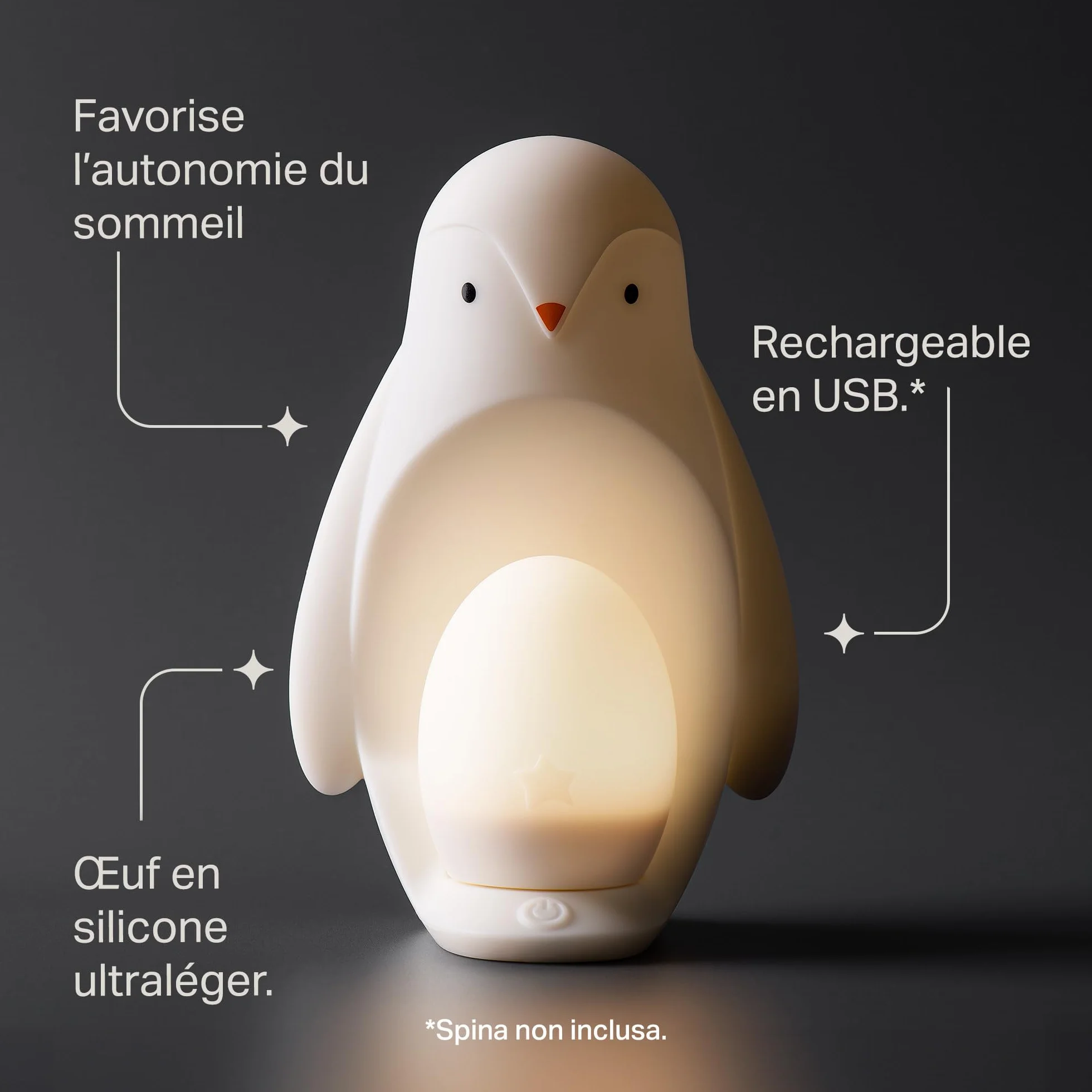 Tommee Tippee Veilleuse Pingouin nomade œuf portatif silicone doux aide sommeil