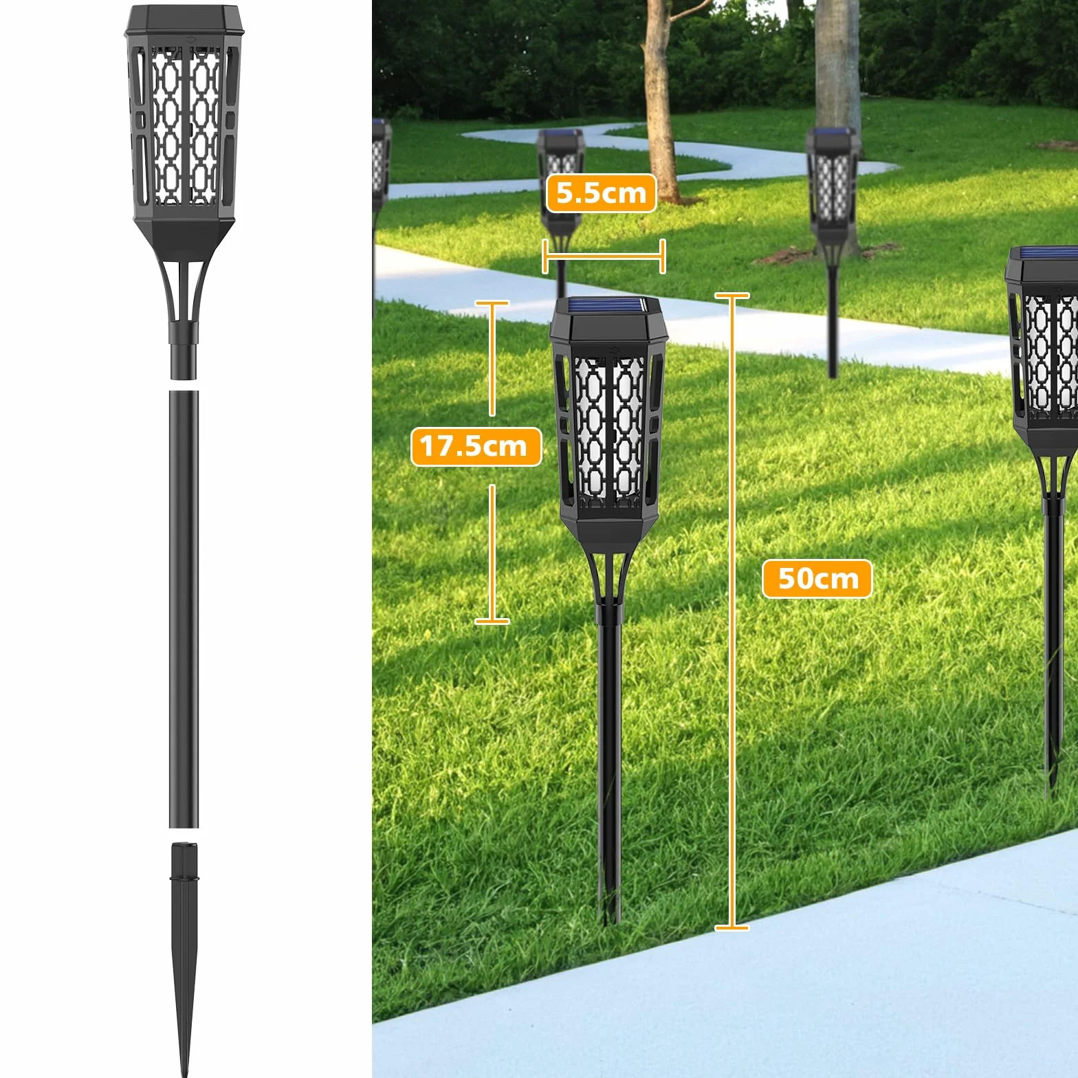 Lumière Flamme Solaire Exterieure 6 Pièces 12 LED Etanche Lampe à Flamme Solaire Torche Jardin Vacillante
