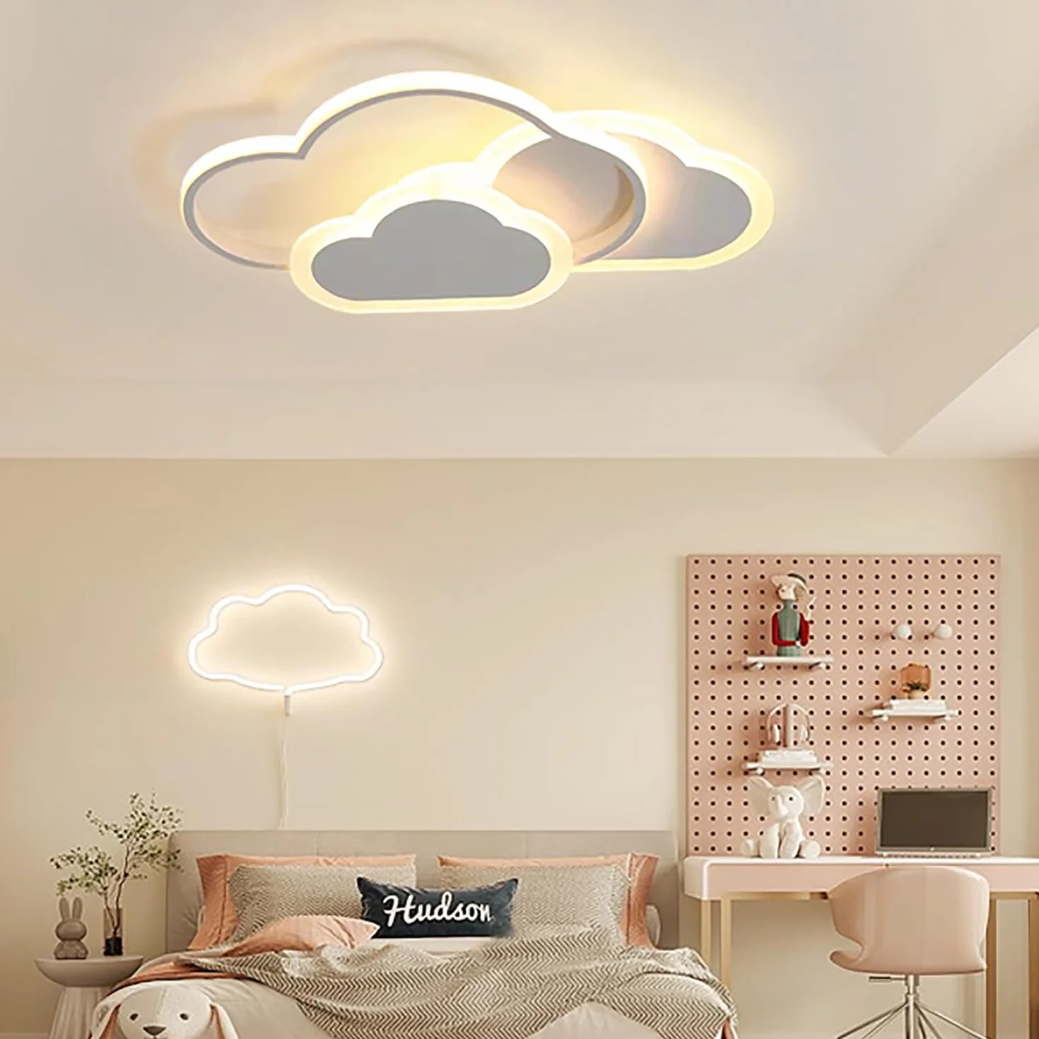 Plafonnier LED Dimmable 32W 42cm avec Télécommande pour Chambre Enfant Salon Blanc