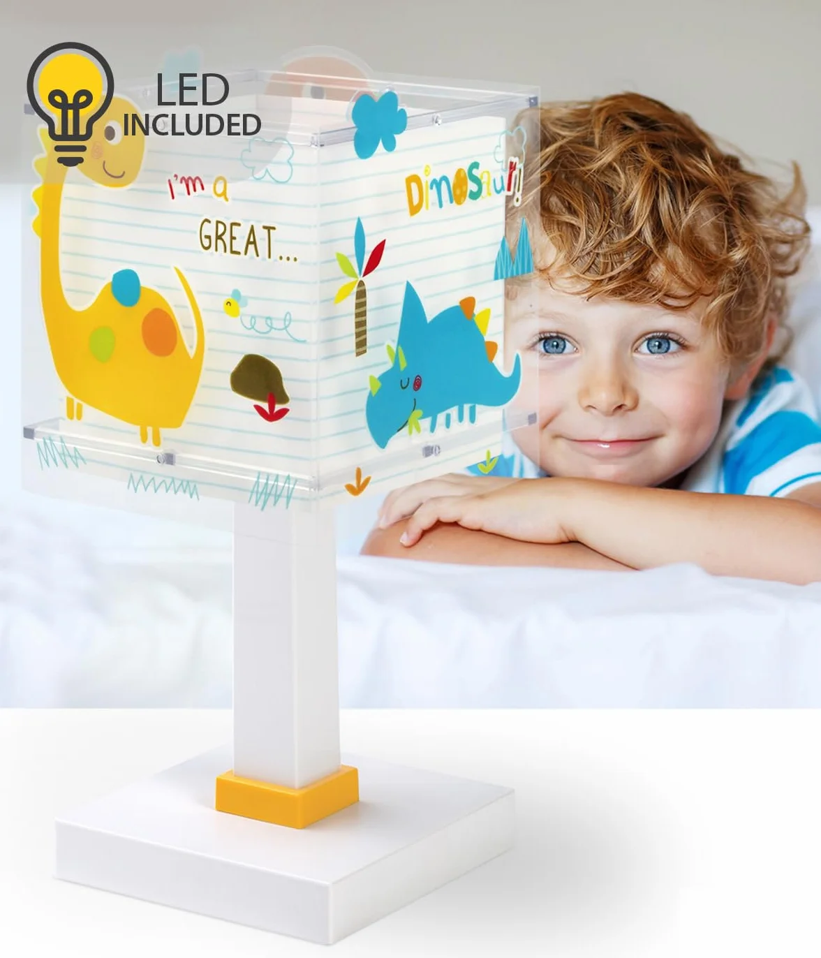 Dalber Lampe de chevet enfant Dinos Dinosaures G4 LED 4 W Ampoule incluse