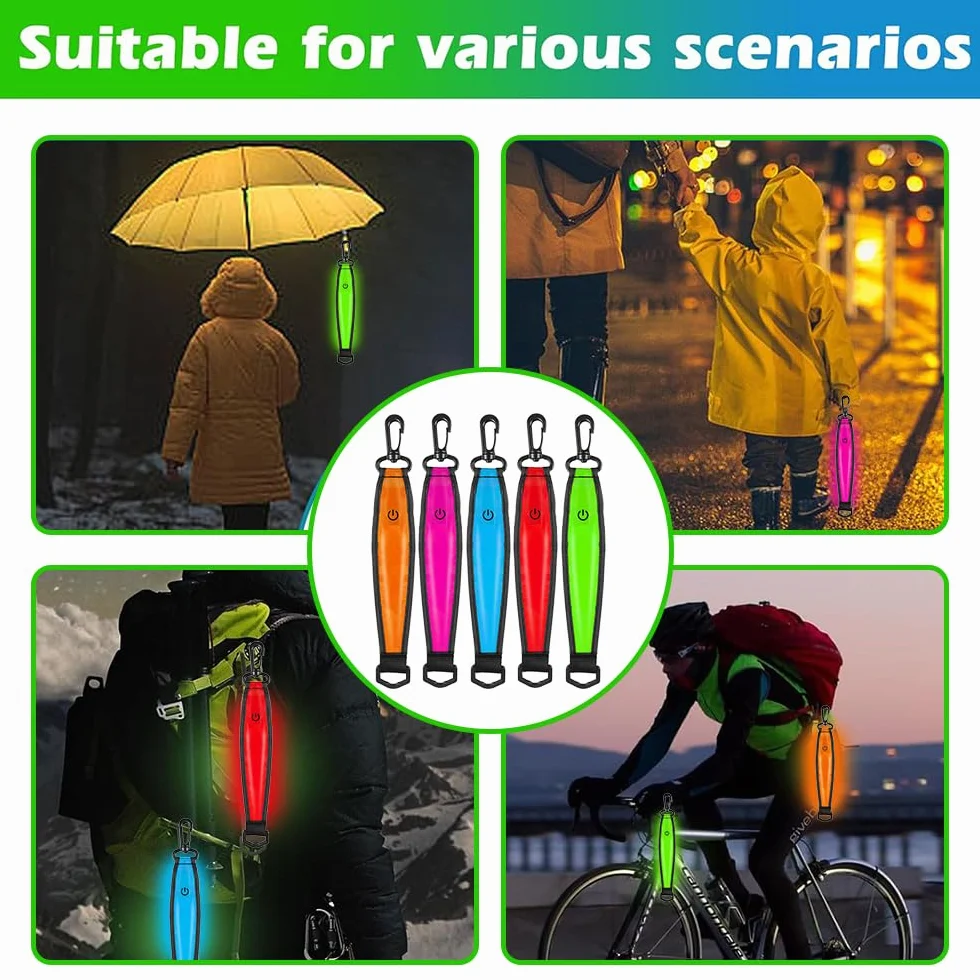 Feux Clignotants LED pour Cartable, 3 Modes Lumière de Sécurité Rechargeable USB, Pendentifs Réfléchissants à LED