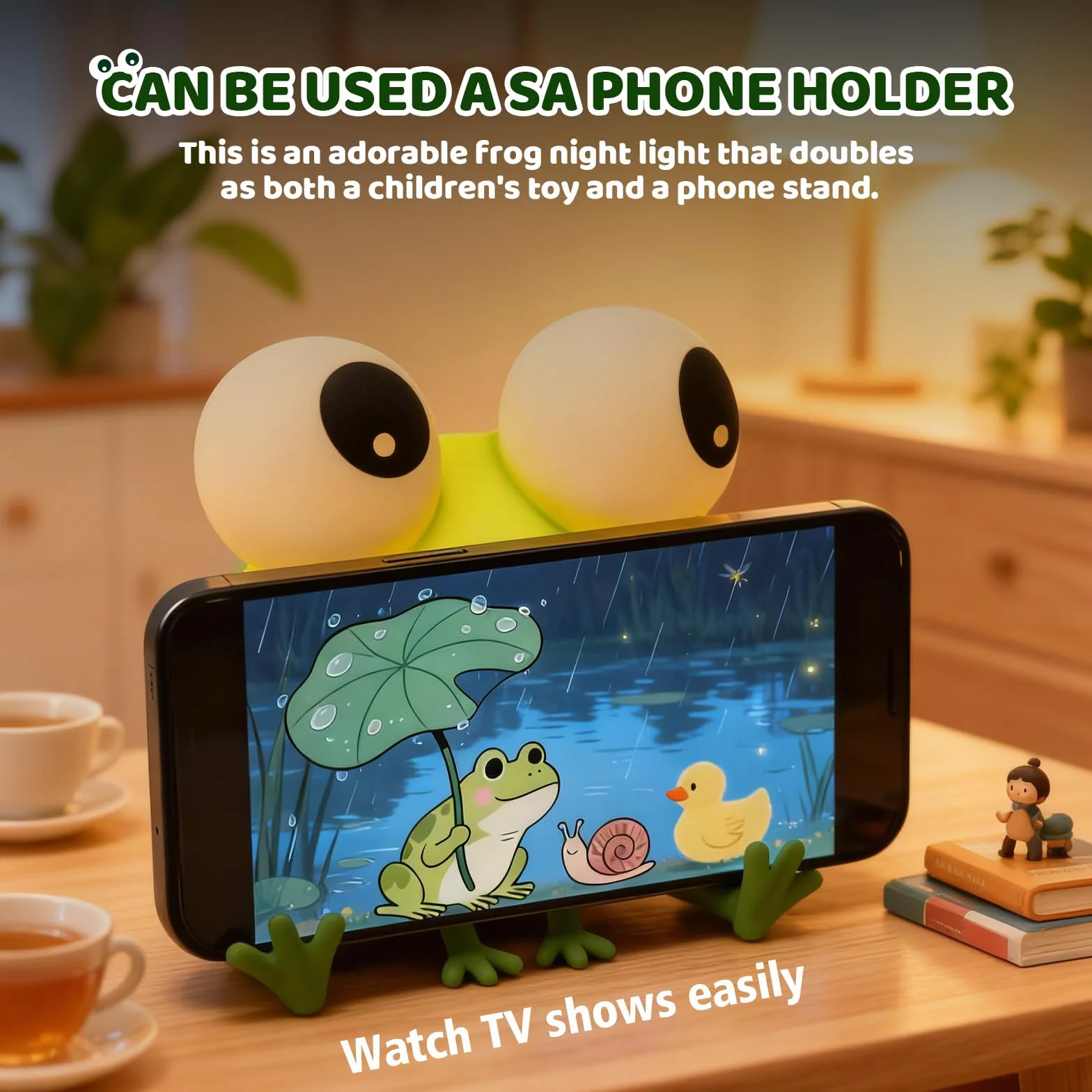 Gemmac Veilleuse Grenouille Rechargeable Silicone Tactile Lumière Allaitement Dimmable 7 Couleurs Minuterie Lampe Chevet