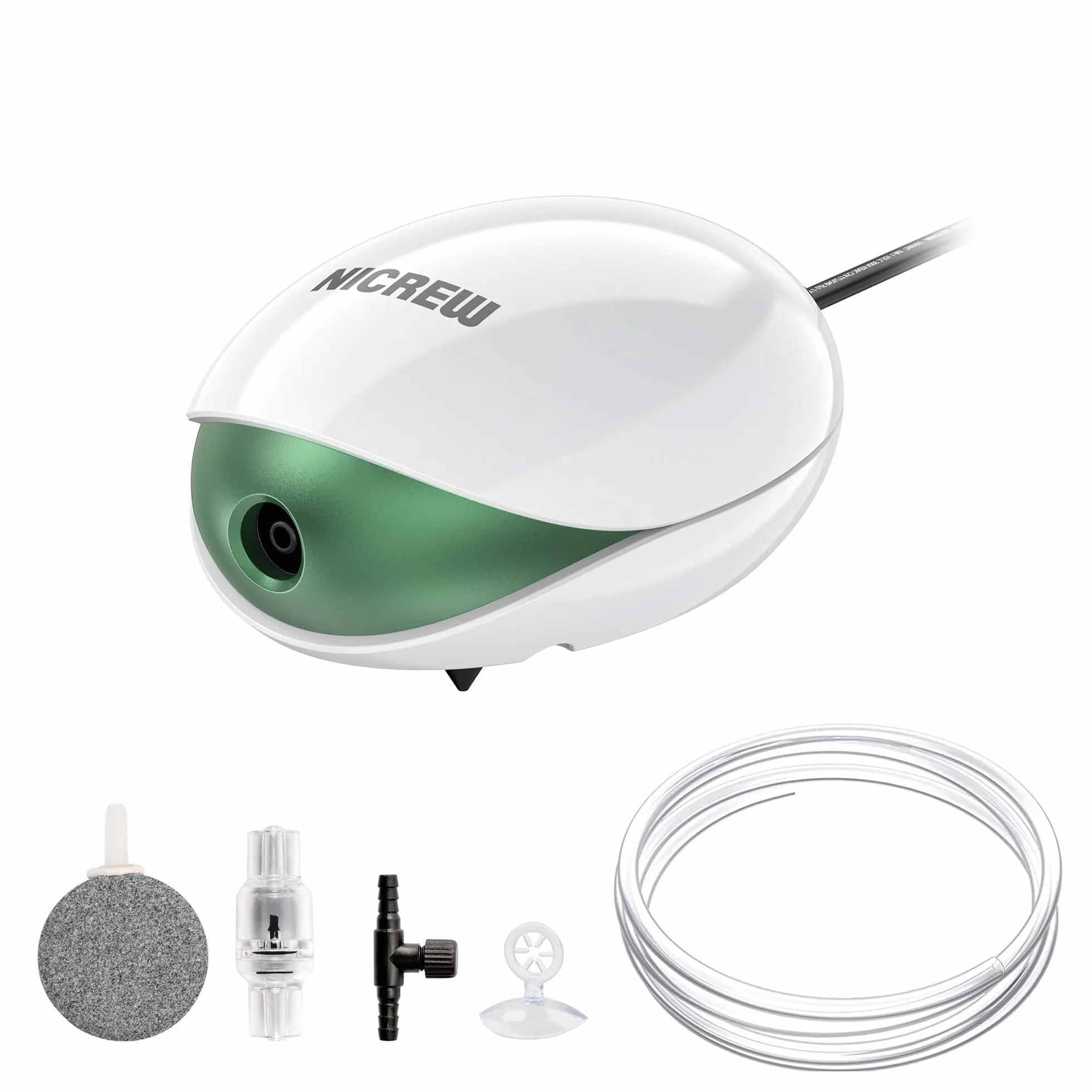 NICREW Pompe à Air Aquarium Ultra-Silencieux 150 L 1,7 W <35 DB avec Pierre à Bulles