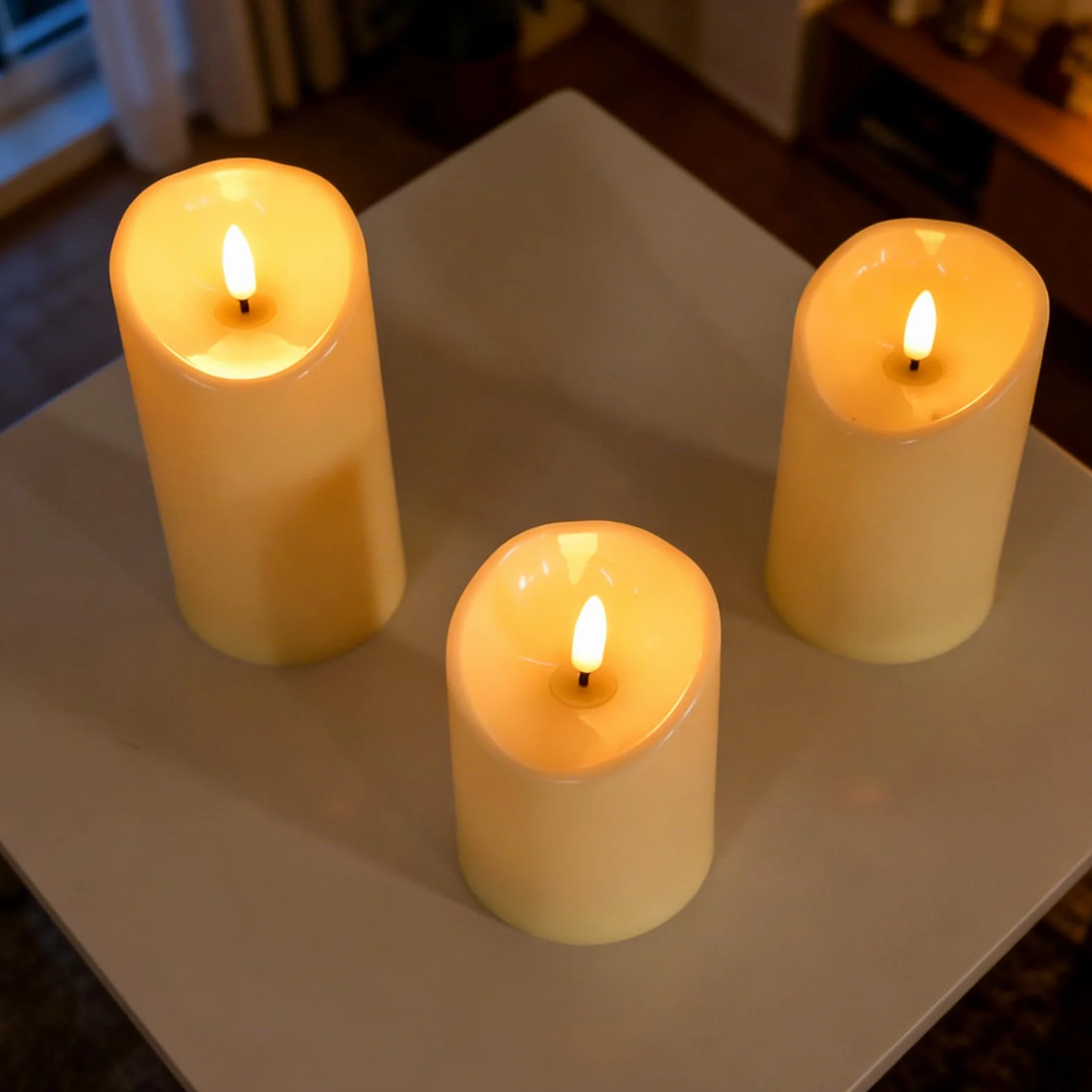 Bougies LED Rechargeables Lot de 3 avec Télécommande Flamme Vacillante Réaliste 10/12.5/15 cm