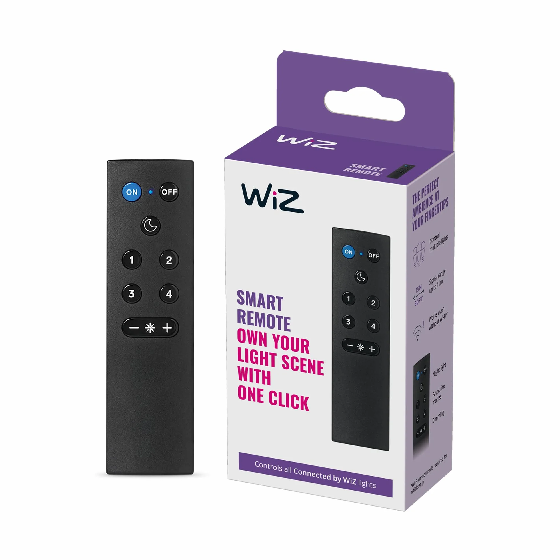 WIZ Smart Button, Télécommande sans fil, Noir, Configurable depuis l'application WIZ