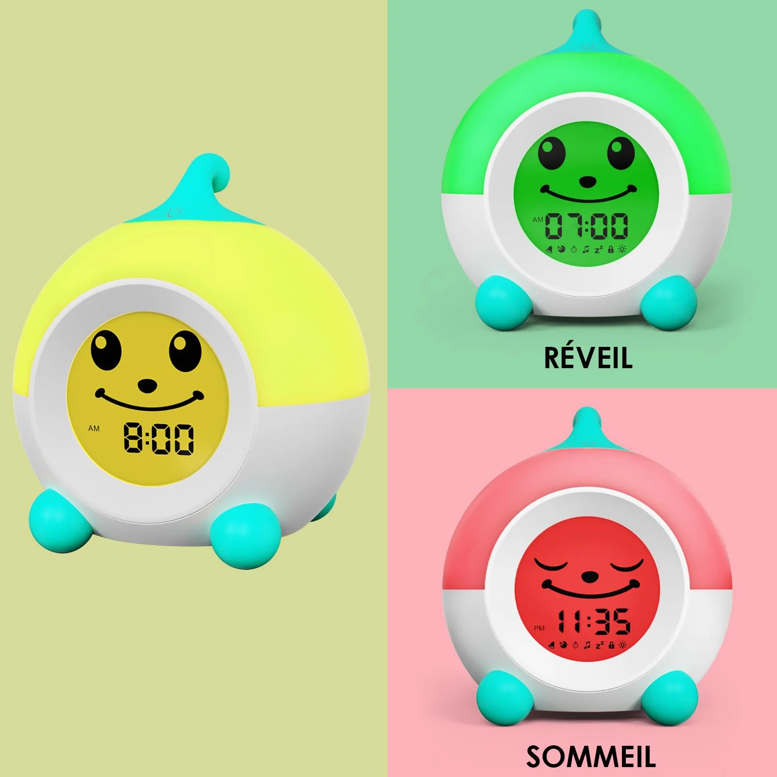 iHoo Réveil Enfant avec Veilleuse Tactile, Horloge Apprentissage Sommeil pour Filles Garçons 2-9 Ans