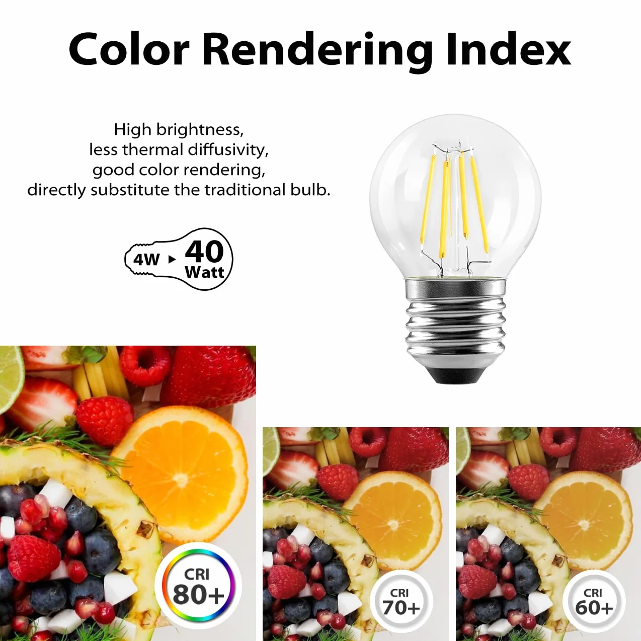 Ampoule LED Filament E27 G45 4W 470Lm 2700K Blanc Chaud Lot de 6