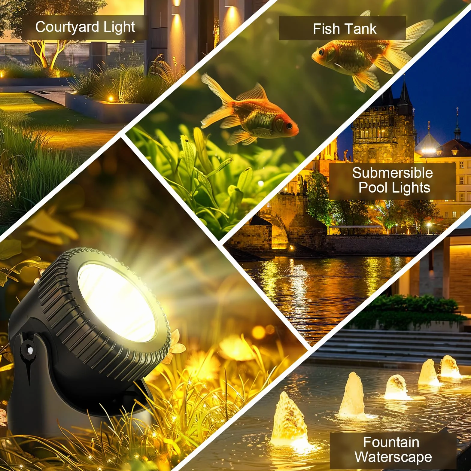 PChero Éclairage Solaire Bassin LED Sous-Marin IP68 3 Lampes Submersibles