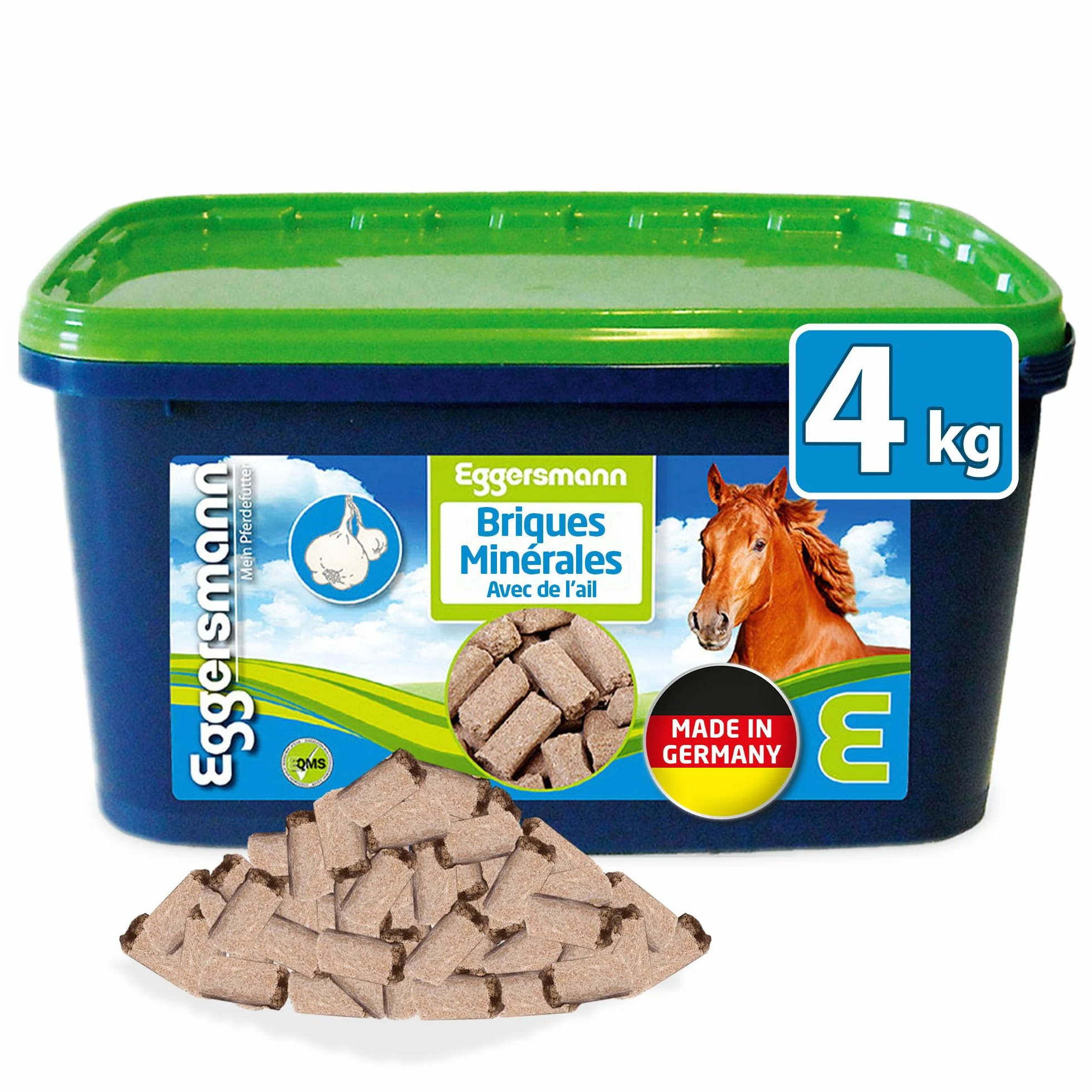 Eggersmann Mineral Bricks ail pour Cheval, Complément minéral contre les insectes, 4 kg