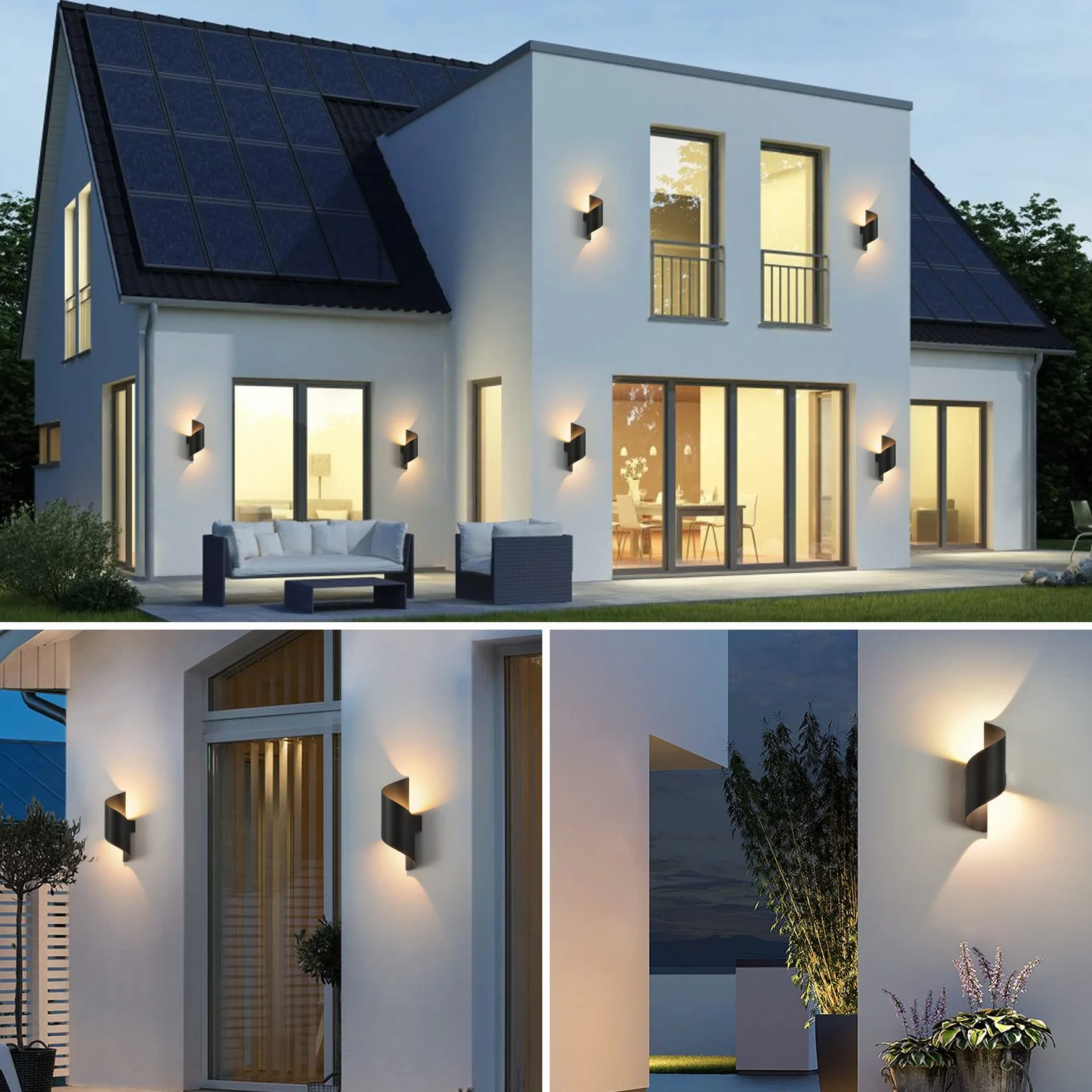 KUKAK LED Applique Murale 10W 3000K Blanc Chaud IP65 Extérieur Intérieur 2pc