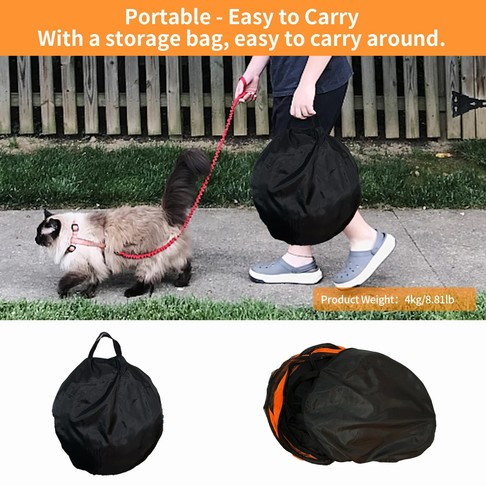 Keyzone Enclos d'extérieur pour chats 6 en 1, tente et tunnel rond, parc portable avec sac