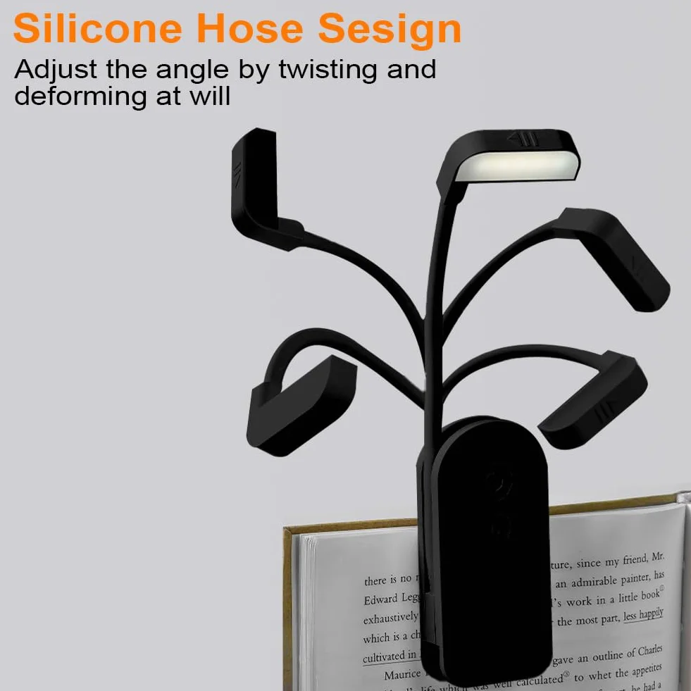 Lampe de Lecture Rechargeable Portable LED avec Clip, 360° Cou Flexible, 3 Modes Protection des Yeux, Gradation