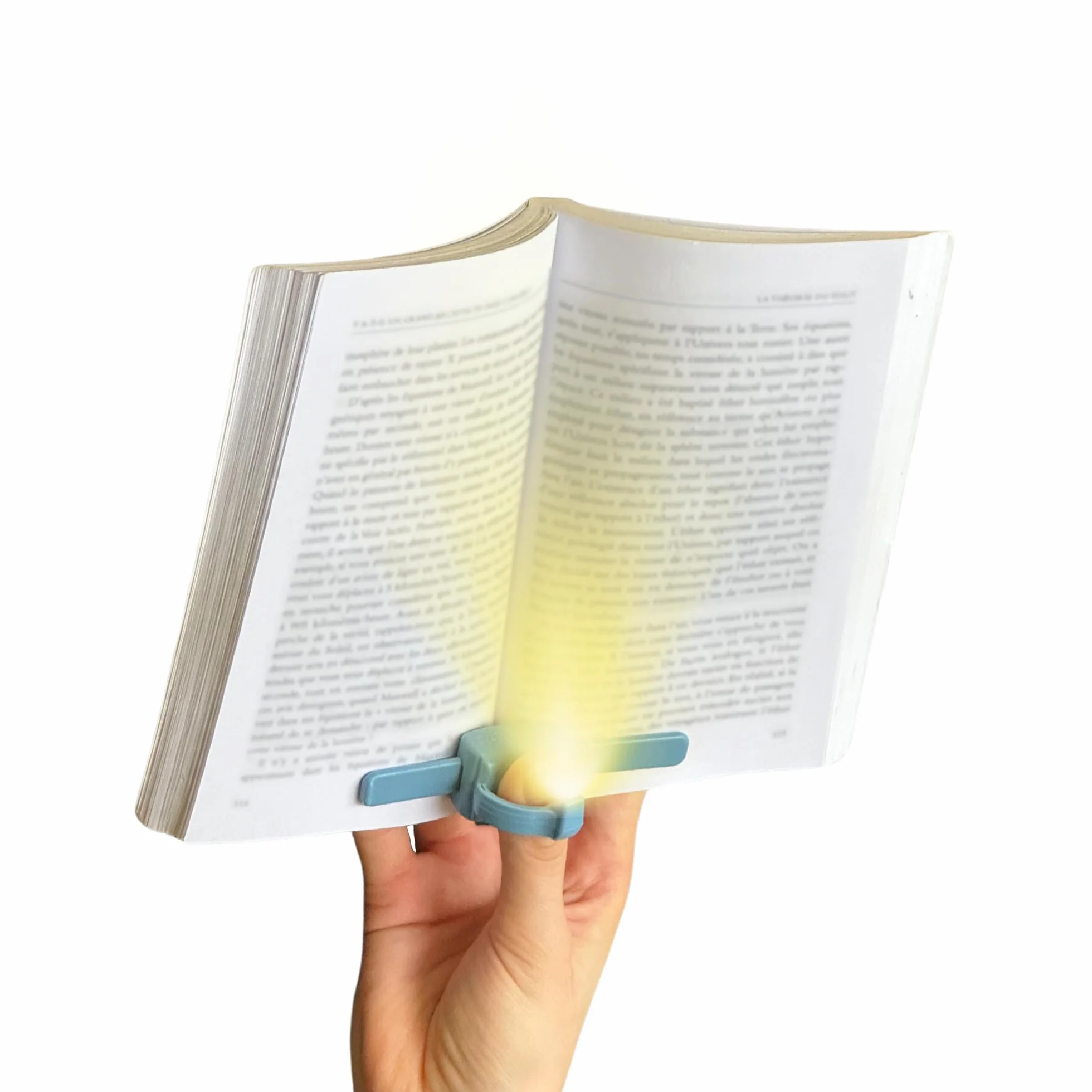 Lampe de lecture LED rechargeable lizia - Support de livre ergonomique à une main - Bleu