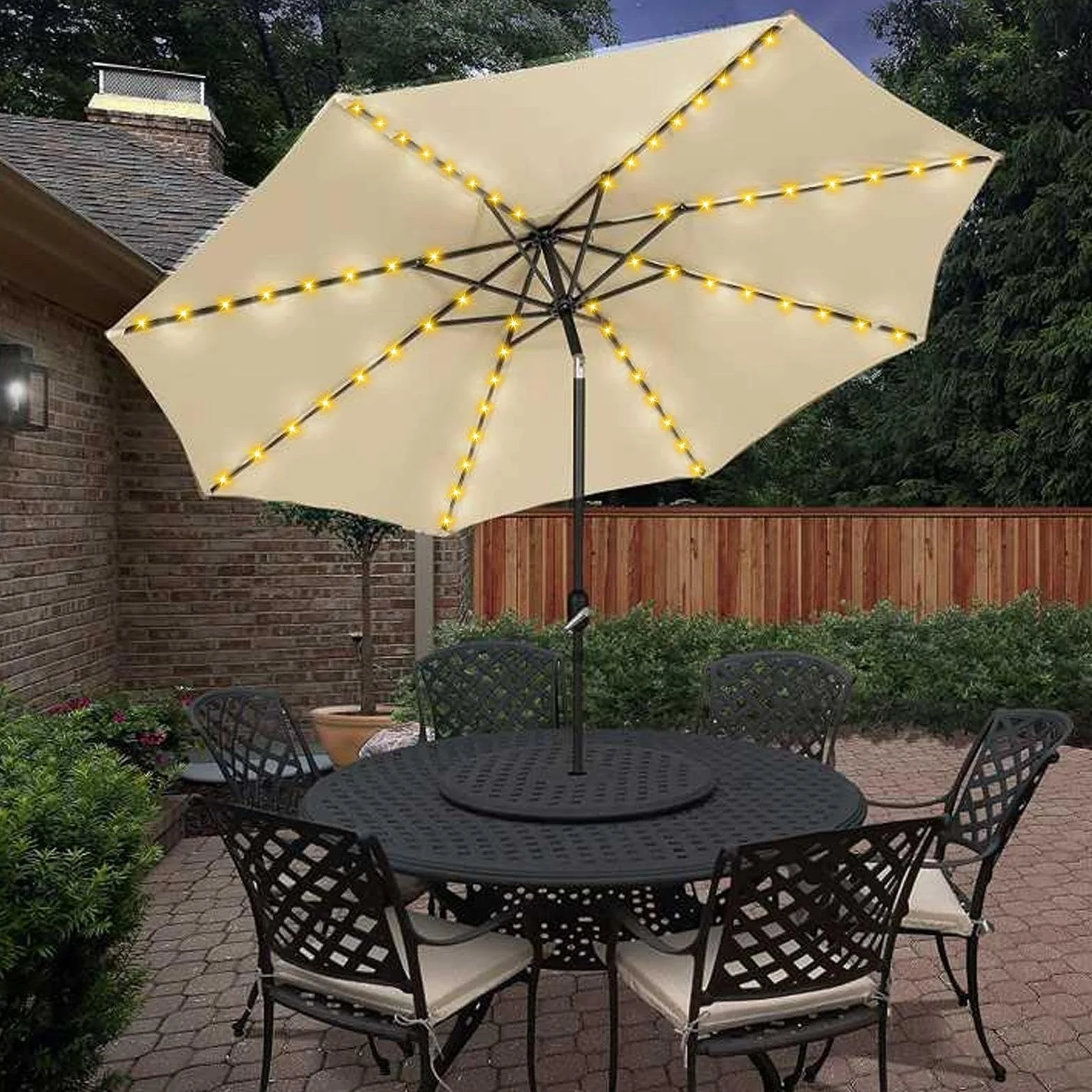 Luminaires solaires pour parasol LED étanches 8 modes de luminosité extérieur terrasse camping