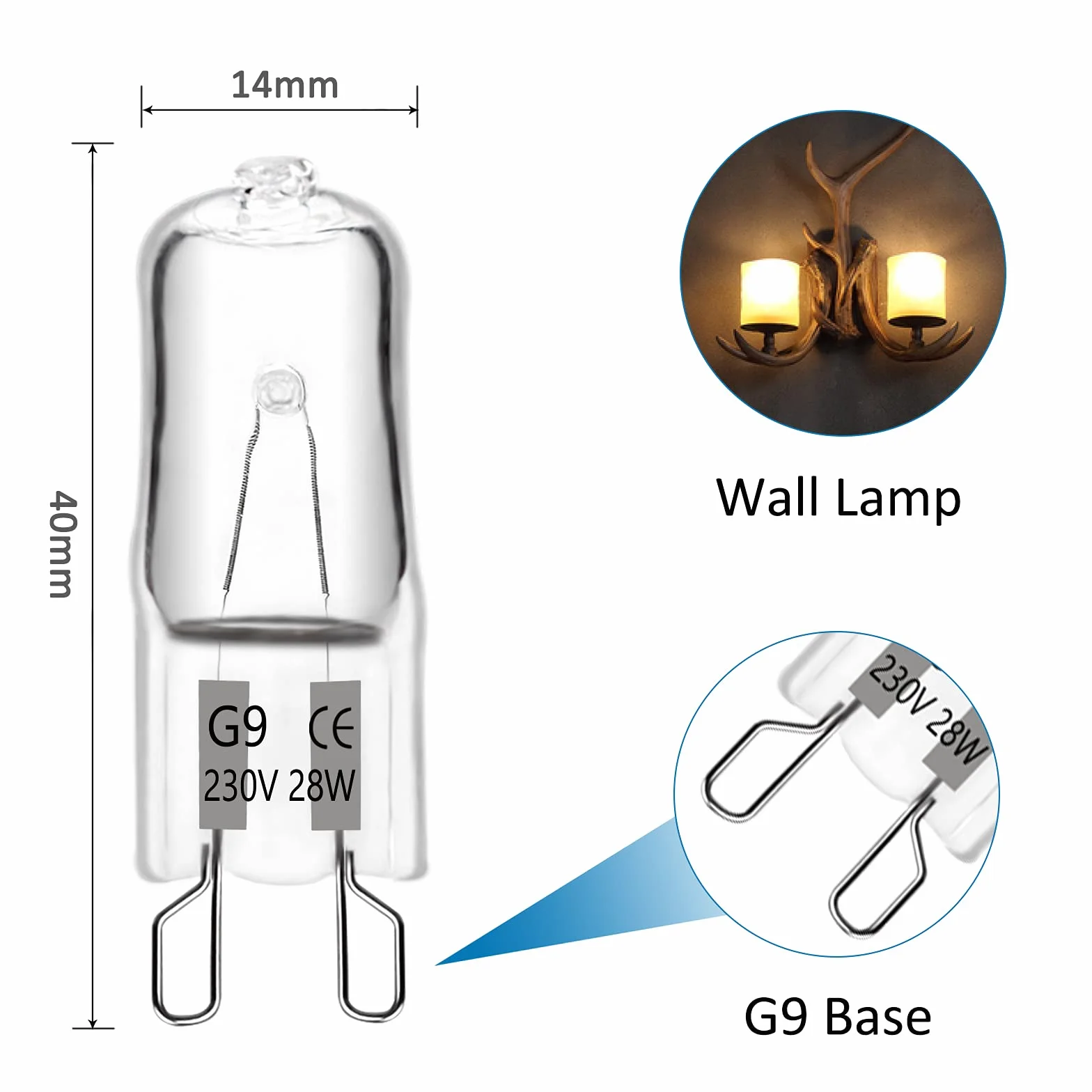 Ampoule Halogene G9 28W 230V 370LM Dimmable Blanc Chaud 2700K Résistant 300°C Lot de 12