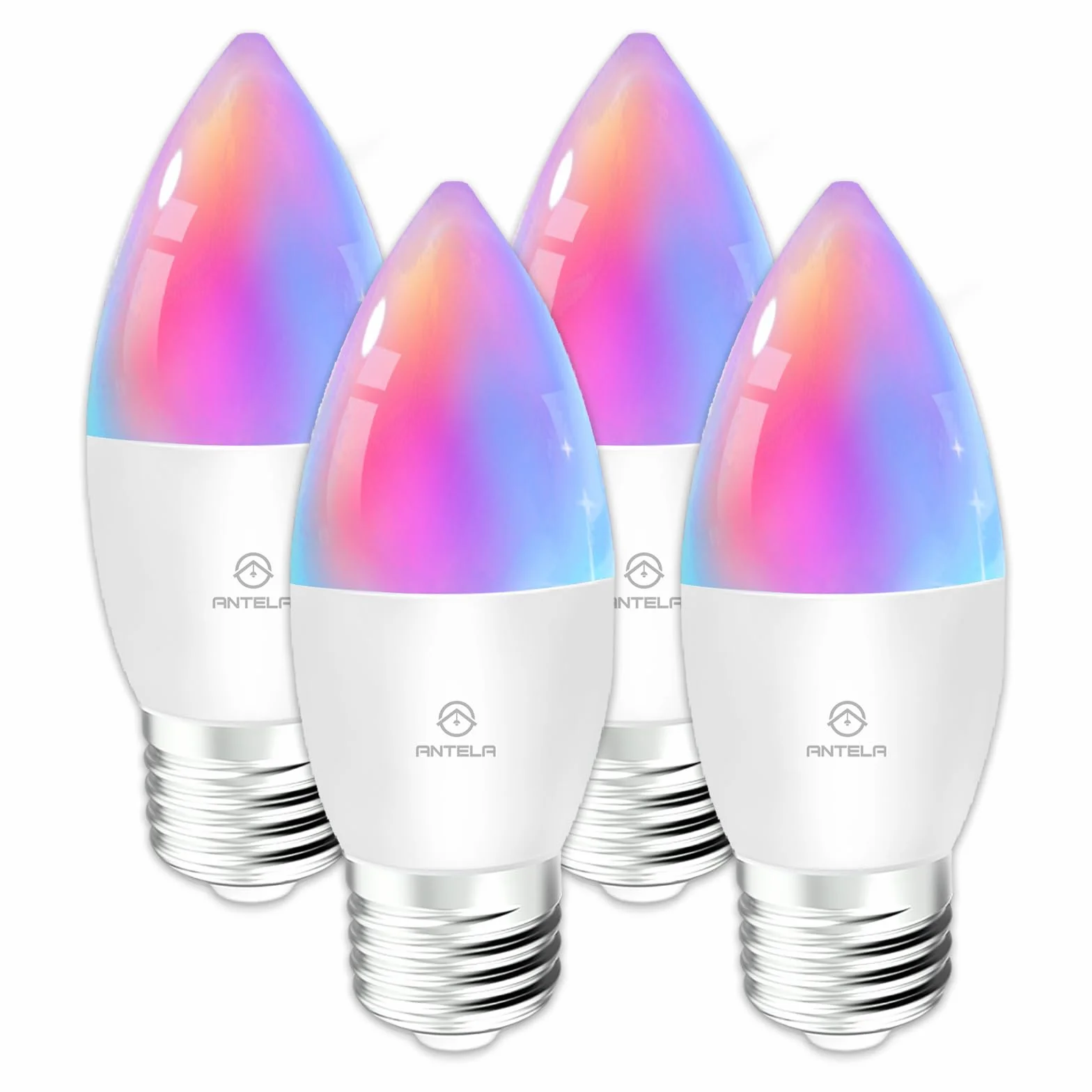 ANTELA Ampoule Connectée E27 C37 4,9W 470LM LED Intelligente RGB+CCT 2700K-6500K Compatible Alexa Google Home 4PCs