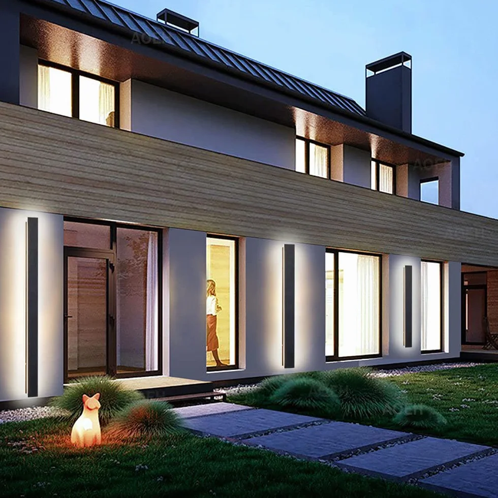 Applique Murale LED Villa Noire Extérieur Aluminium Acrylique IP65 30cm 12w