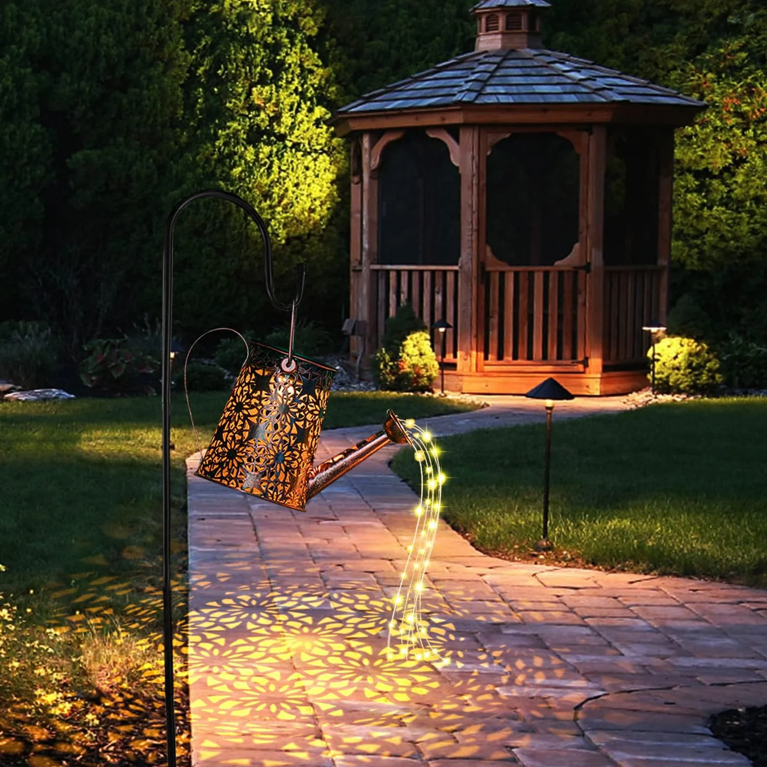 Arrosoir Solaire Extérieur Guirlandes Lumineuses ES Décoration Jardin avec Support en Forme d'Étoile