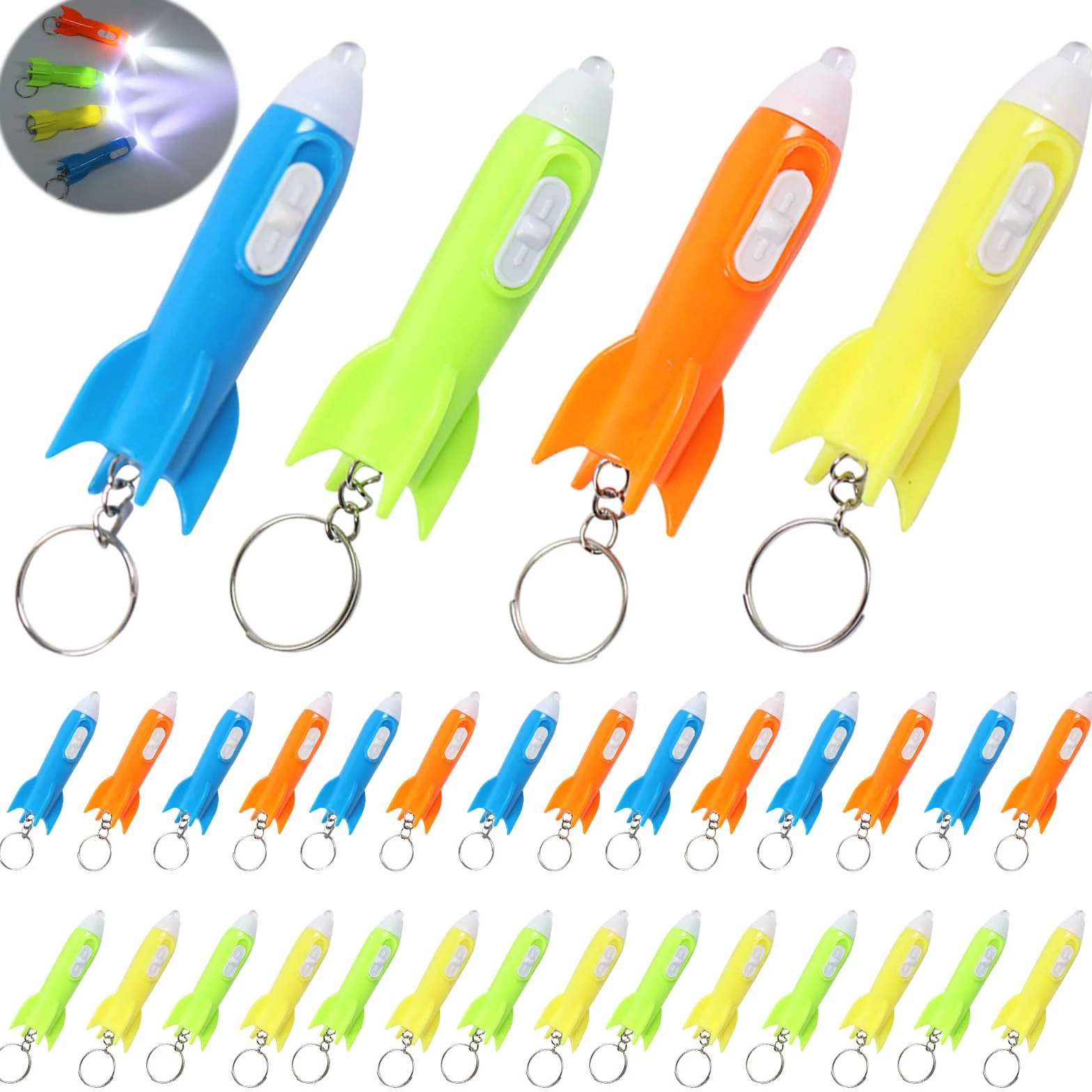 Mini lampes de poche porte-clés lumineuses pour enfants Lot de 30
