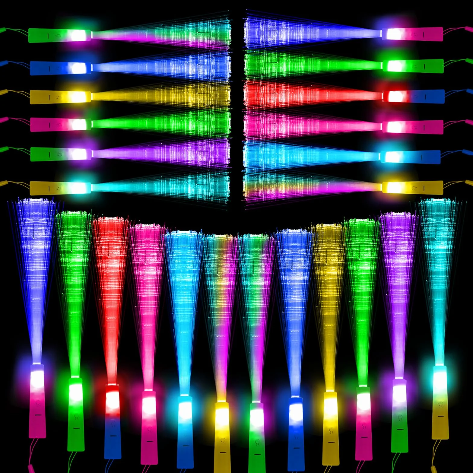 Bâtons Lumineux LED en Fibre Optique Kangtaixin - Lot de 24 avec Piles pour Fêtes et Concerts