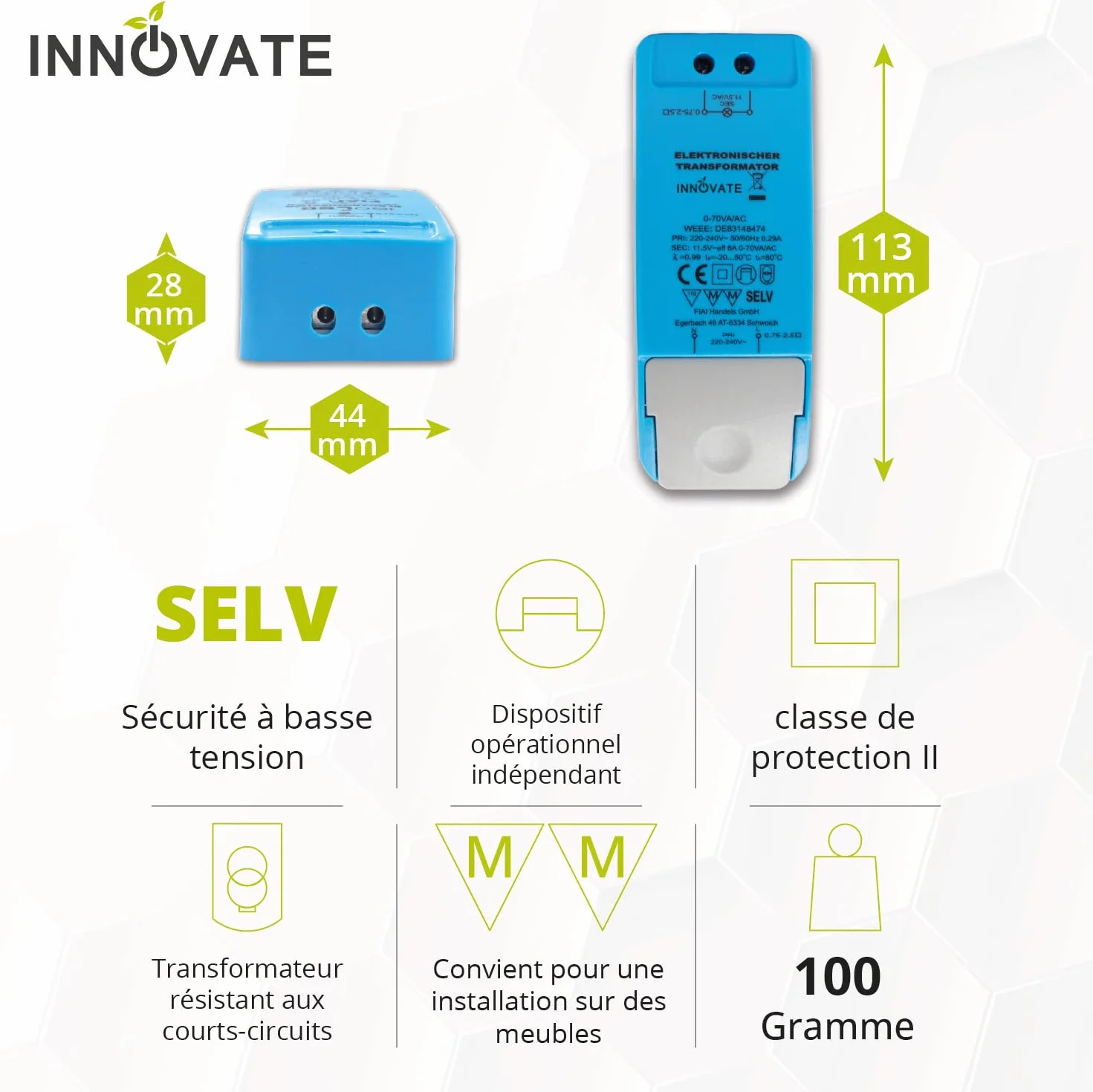 INNOVATE Alimentation 12 V 70 W Transformateur LED Intensité Variable