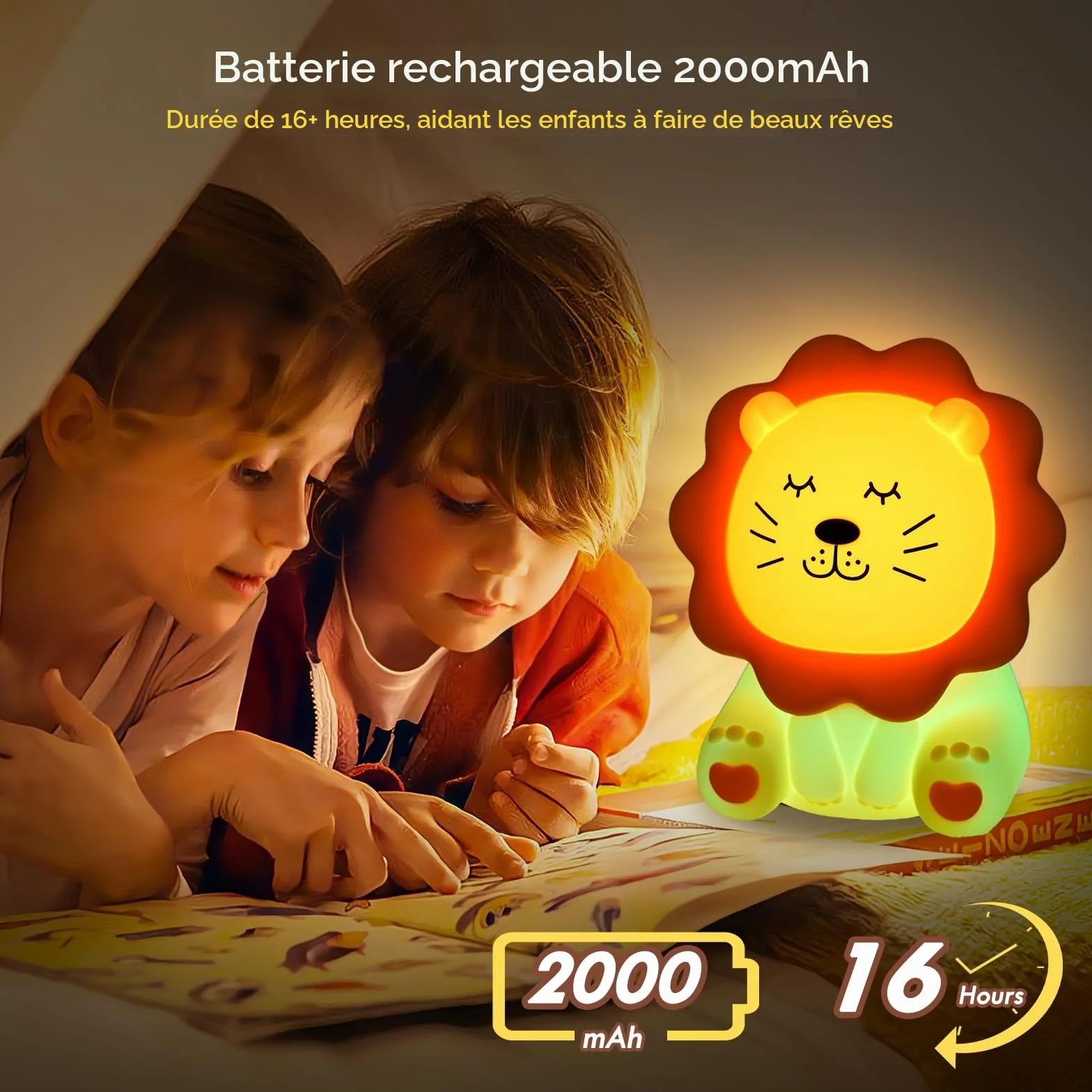 Veilleuse pour enfants en silicone 7 couleurs 3 niveaux de luminosité rechargeable antireflet