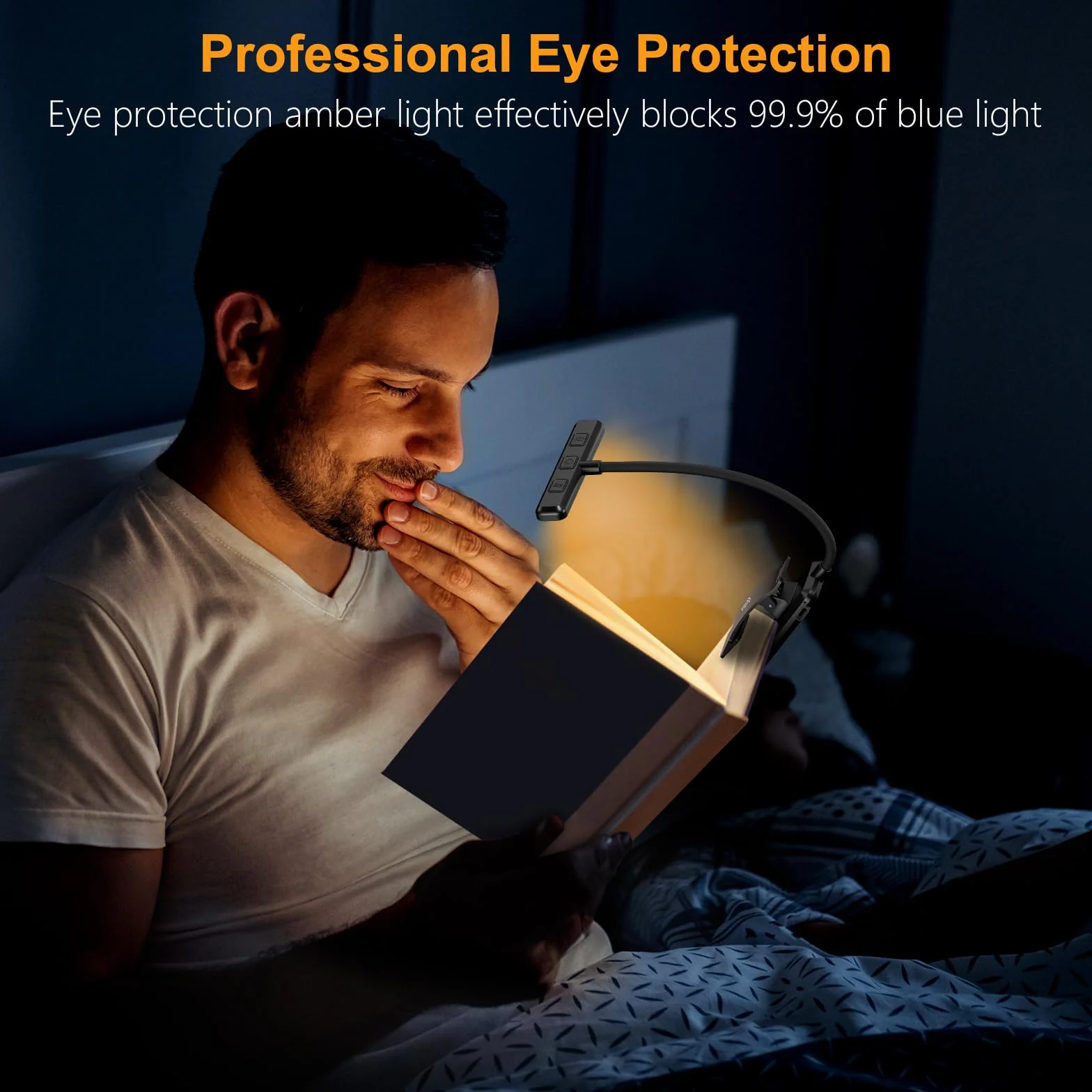 Gritin Lampe de Lecture 19 LED, Liseuse Clip Rechargeable, Protection des Yeux, Gradation en Continu & 3 Couleurs, 360° Cou Flexible, Portable pour Lire au Lit