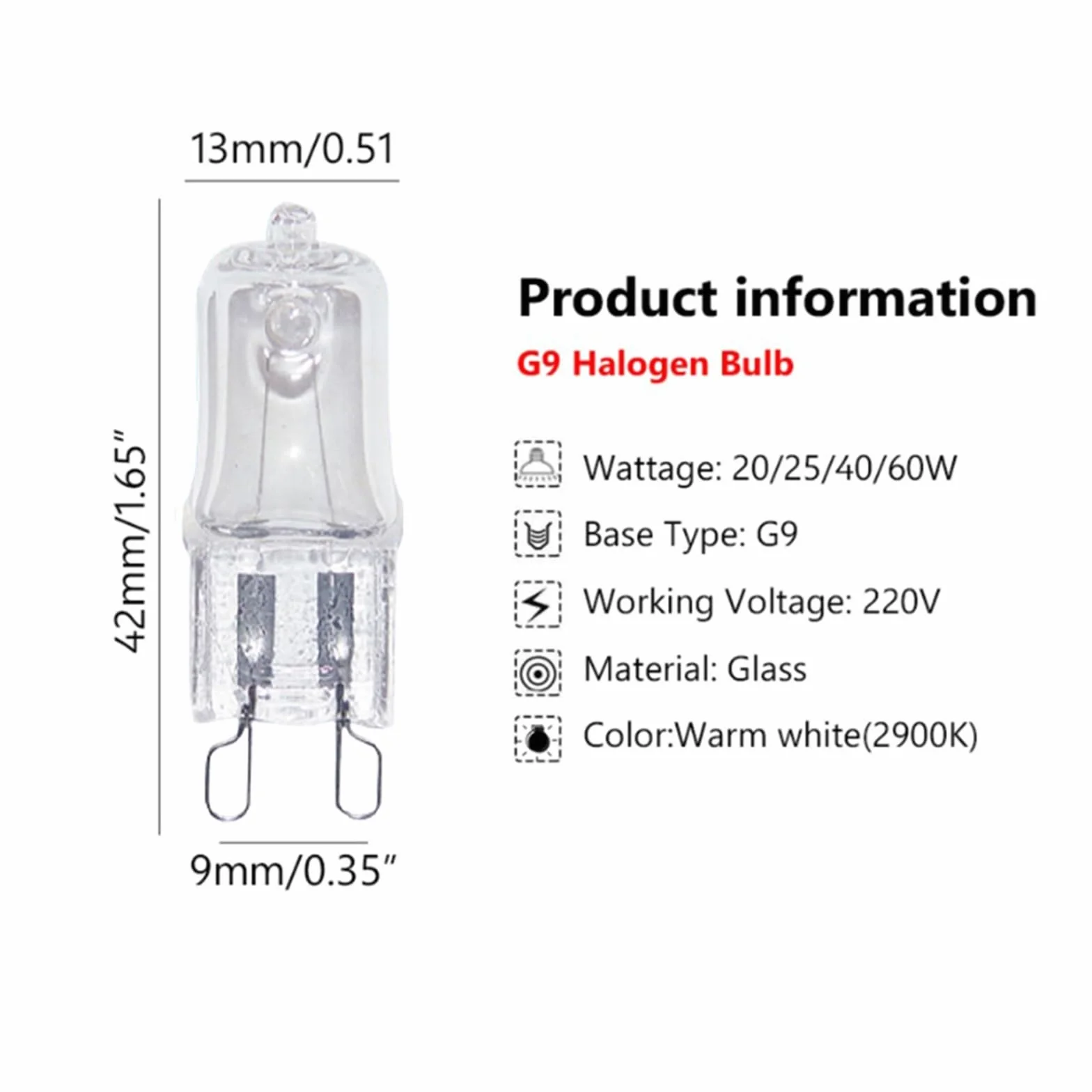 YFlifangting Ampoule de Four G9 Haute température 25W 10 pièces